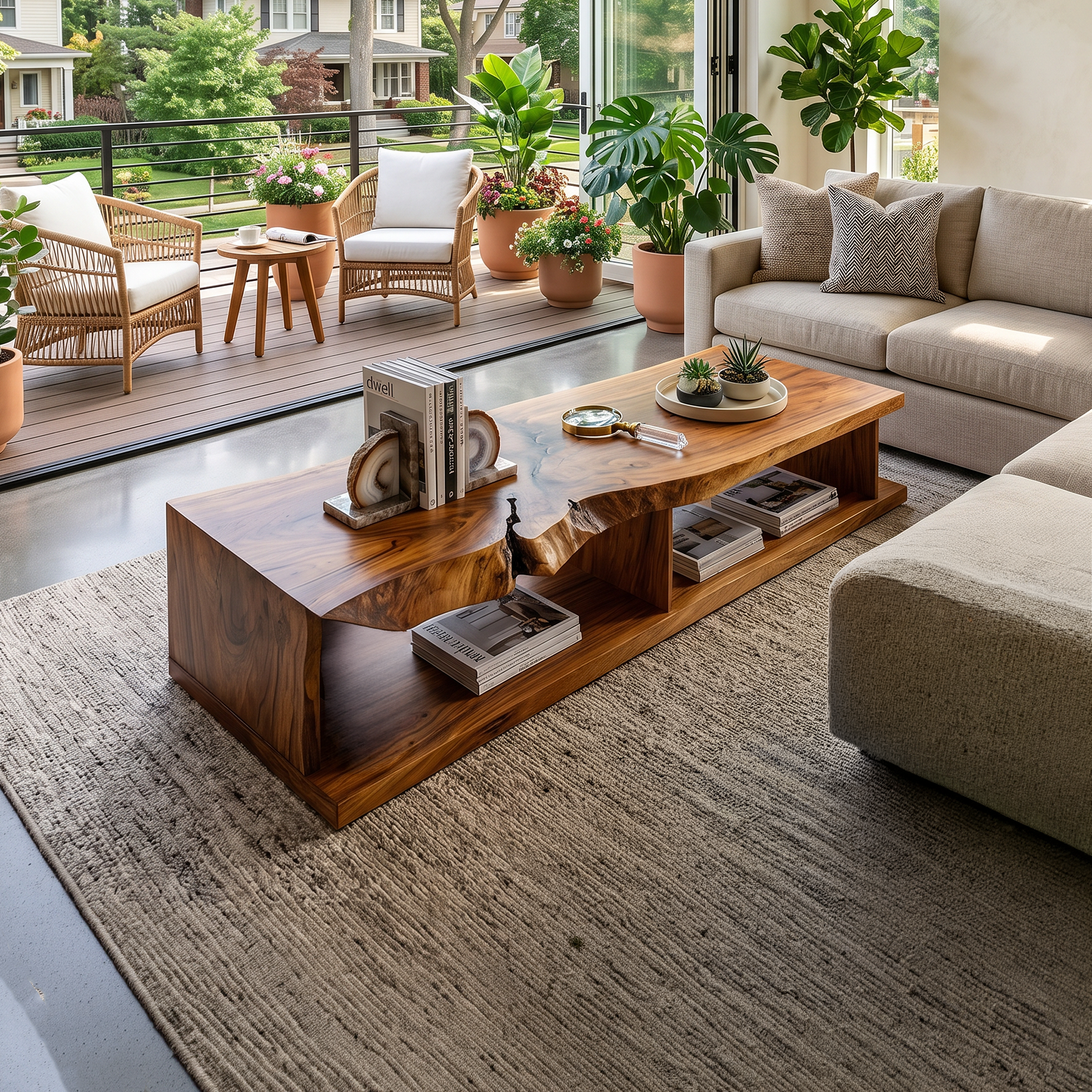 Live Edge Storage Coffee Table For Apartment Lounge SILDTTRCF134