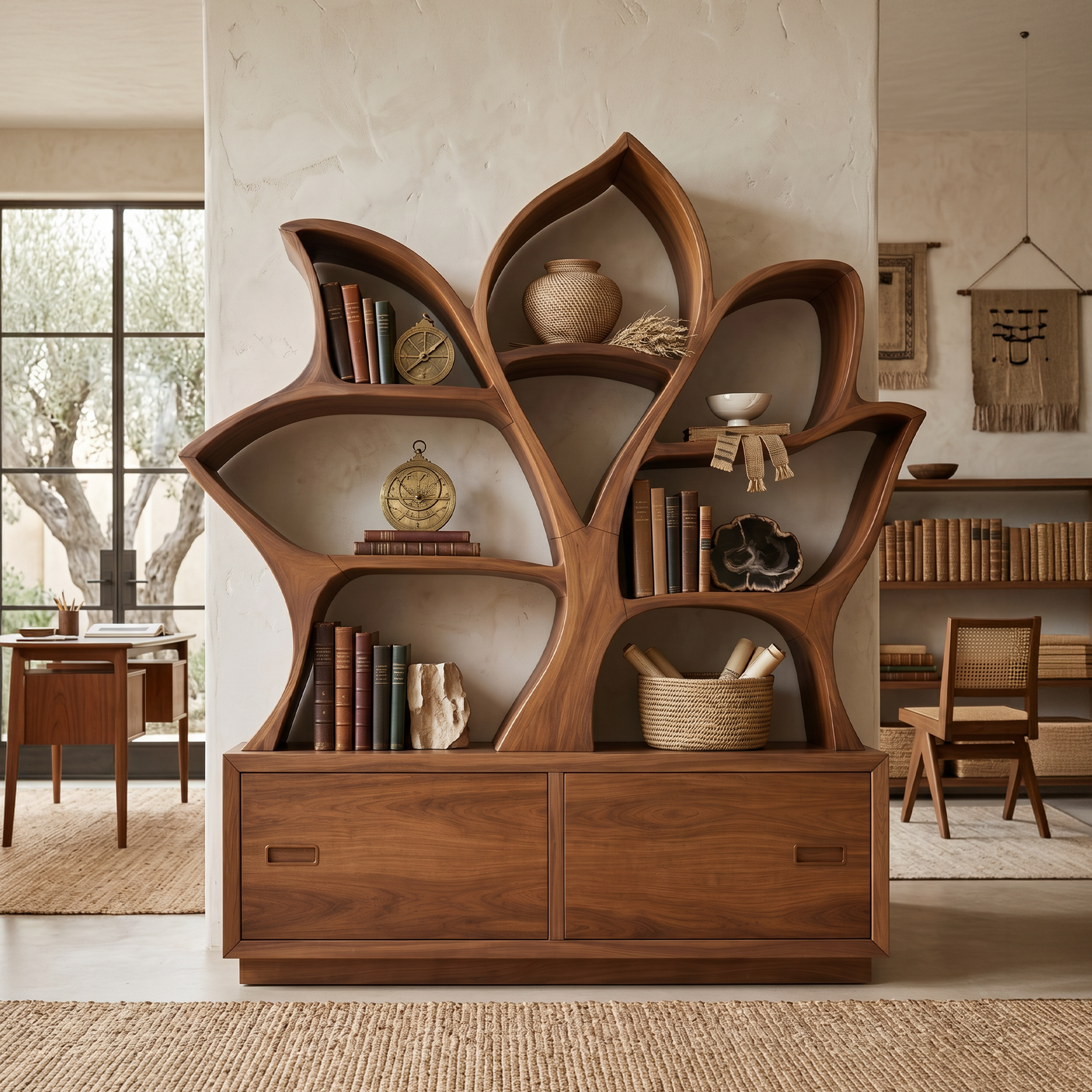 Mid Century Library Bookshelf For Contemporary Living Room SILDTTNBS044