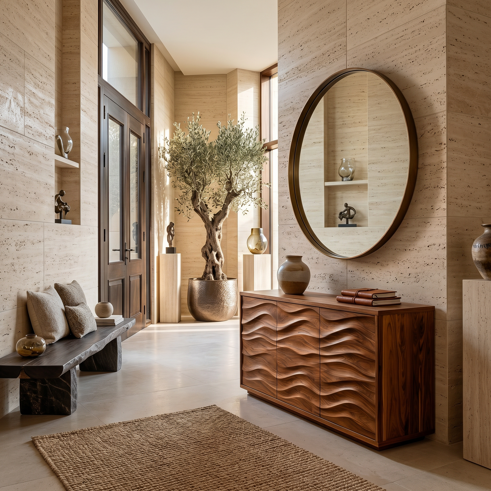 Modern Wood Sideboard With Wave Doors For Home Decor RTTHTTSD055
