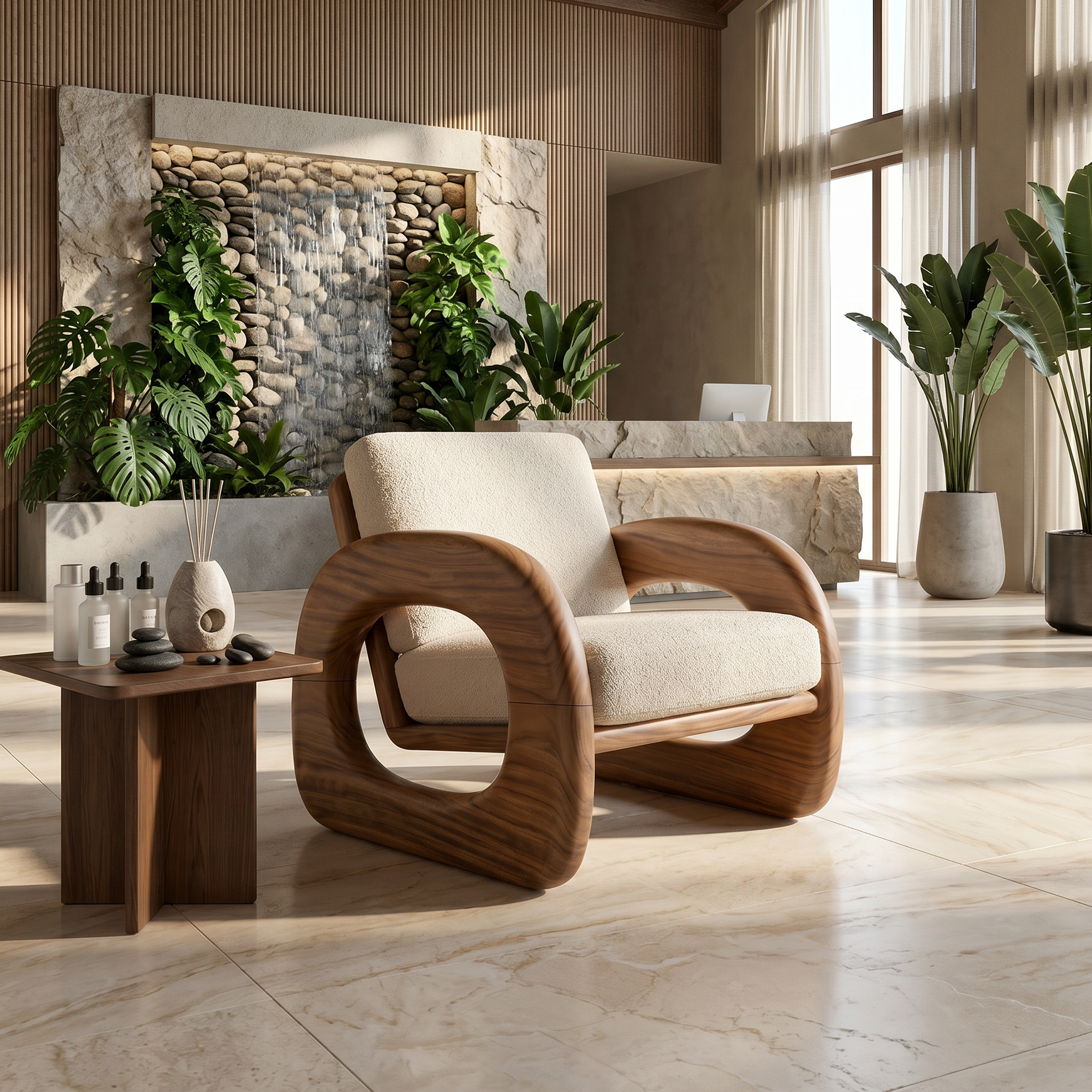 Resort Style Sculptural Armchair Wellness Reception Area SILDTTRCHR003