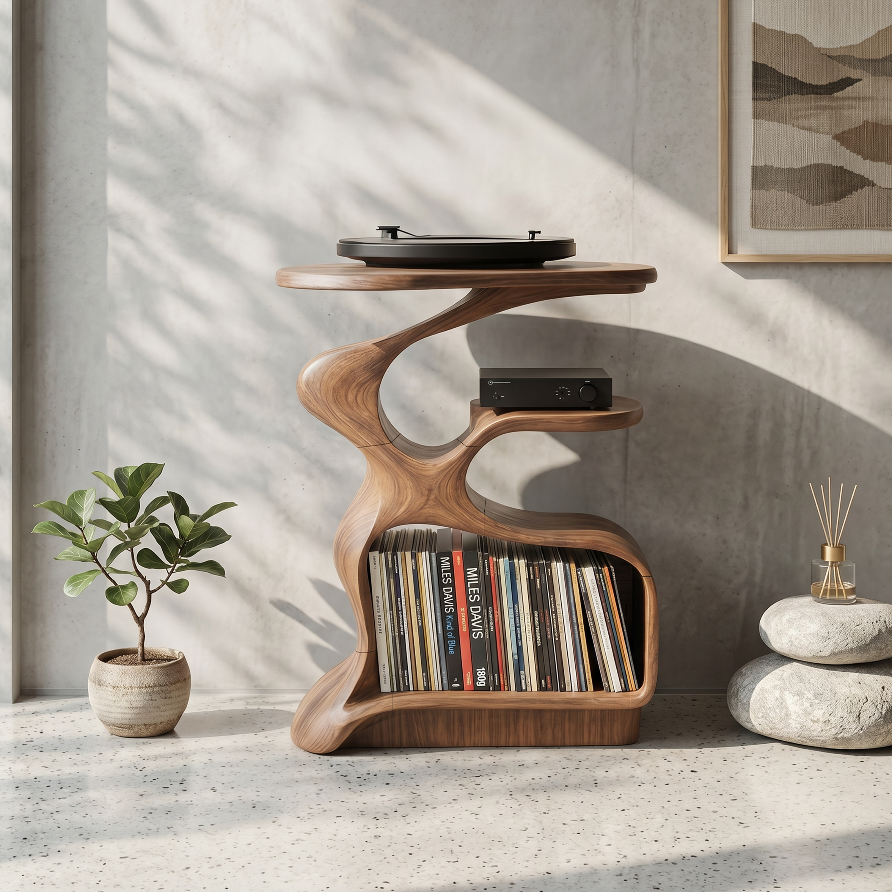 Mid Century Wooden Media Stand Stylish Living Room SILDTTNRPT004