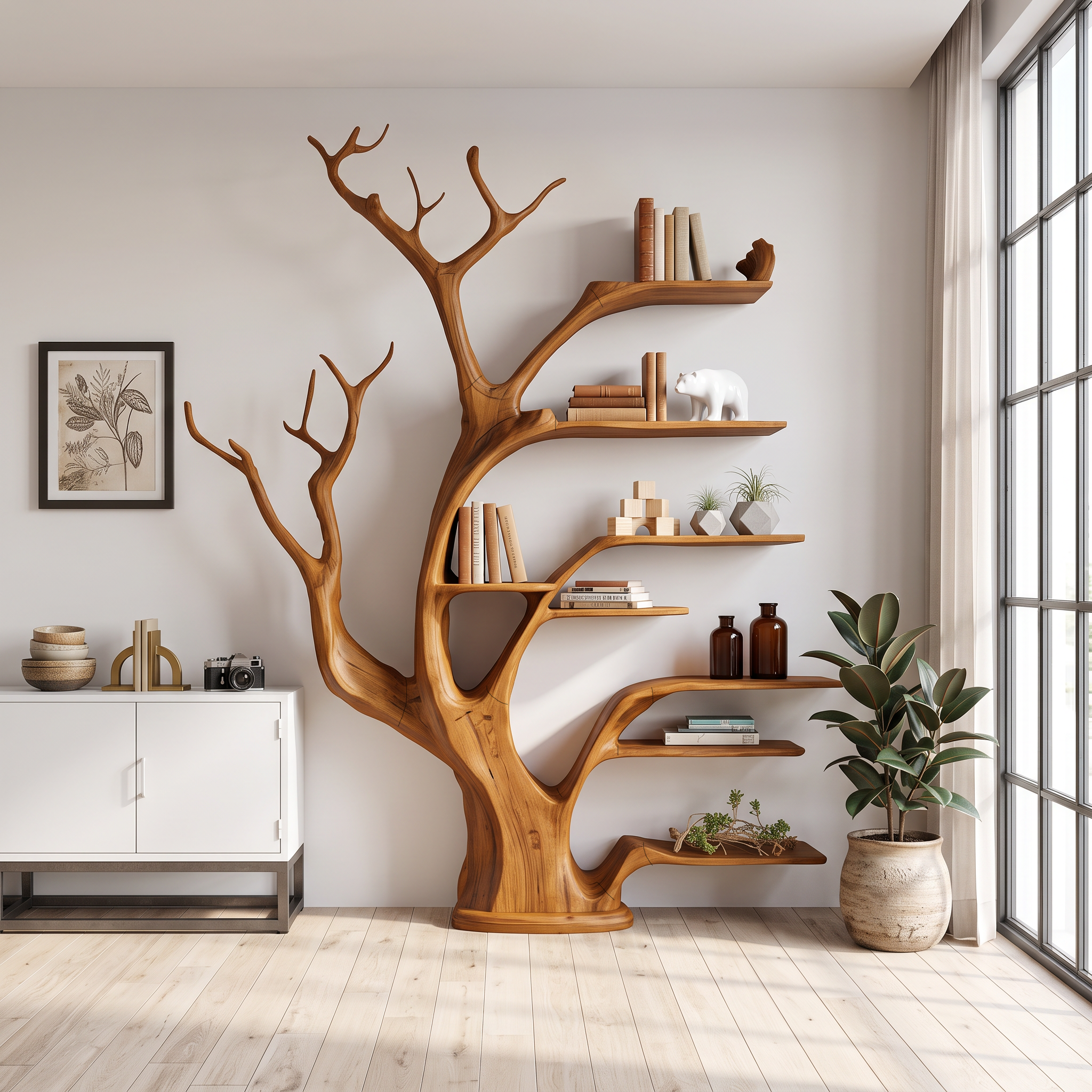 Rustic Tree Bookshelf Living Bedroom SINLSATB209