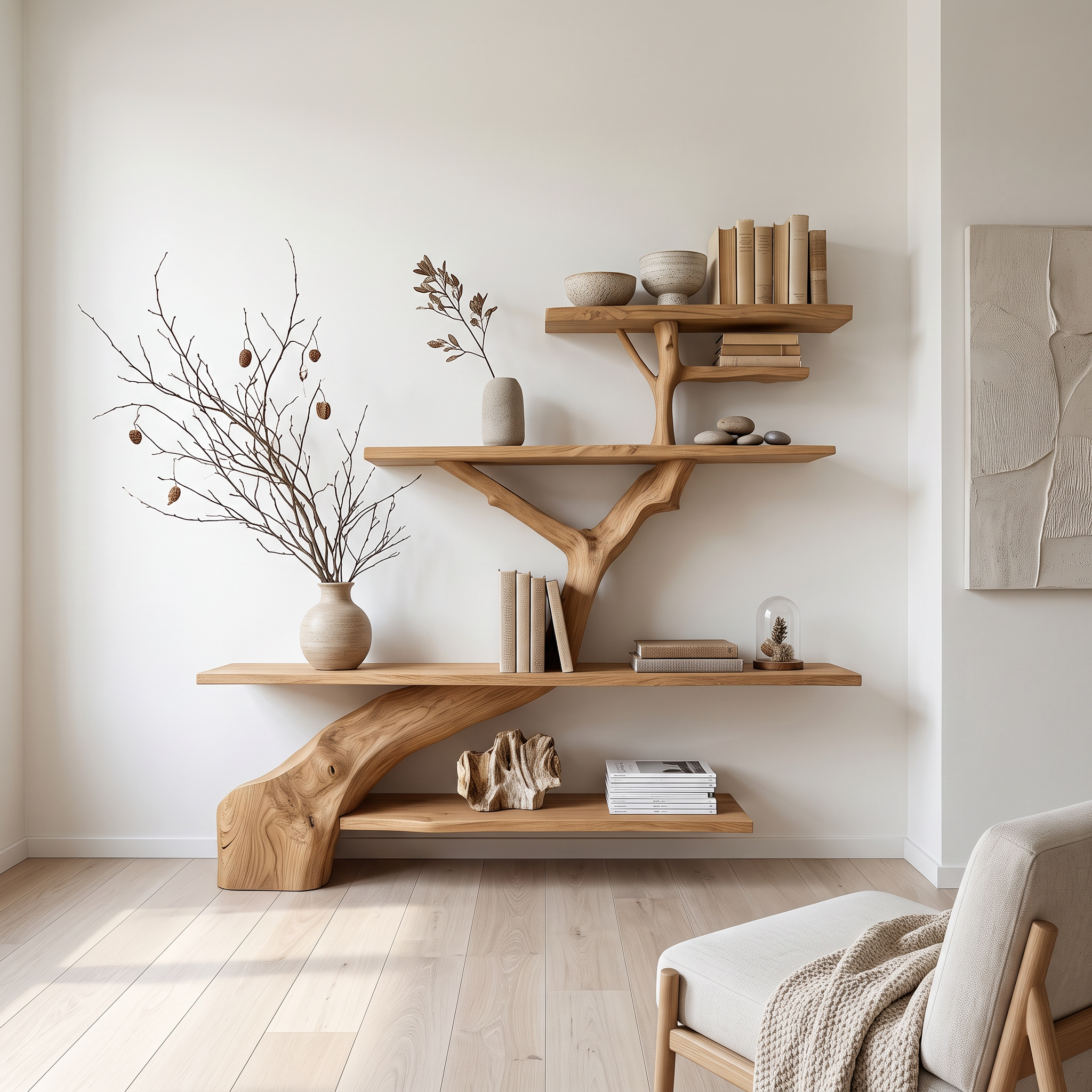 Rustic Tree Shelf Entry Living Room SINLSATB217
