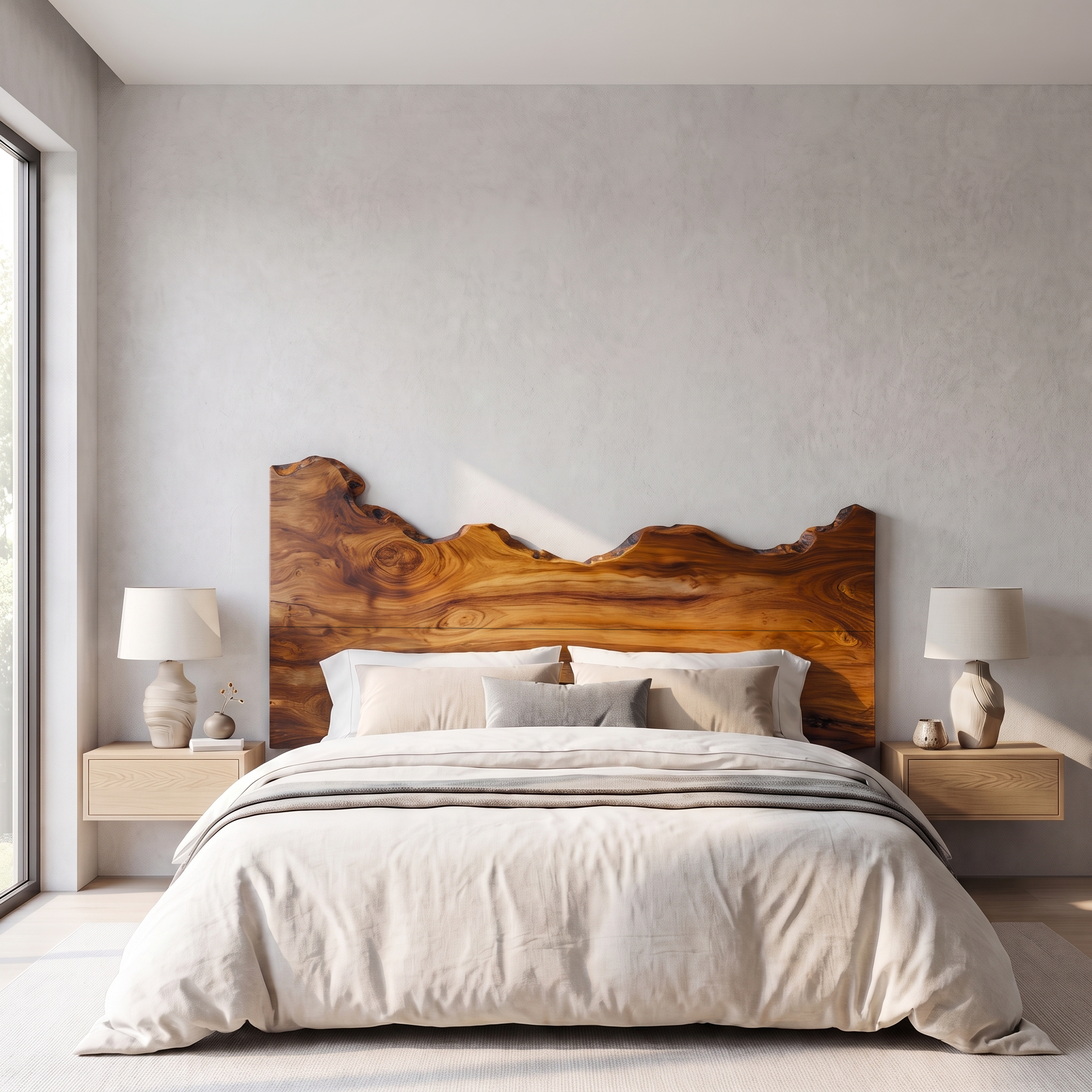 Contemporary Live Edge Wood Headboard For Bedroom SINLSAHB063