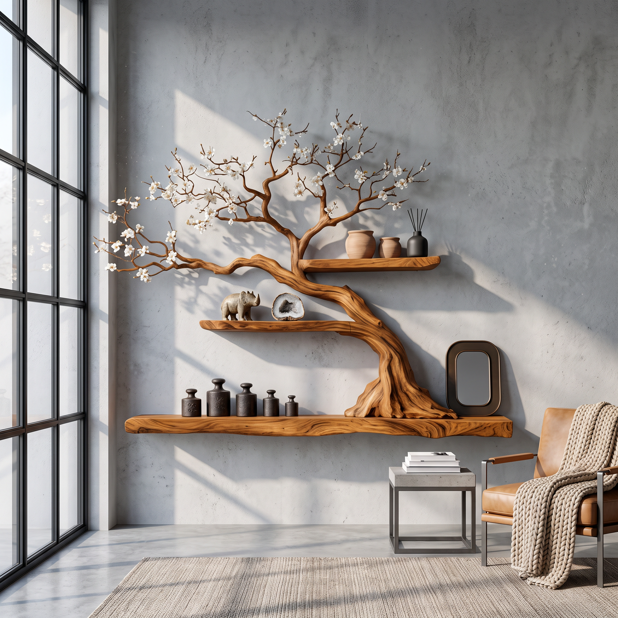 Tre Bookshelf Solid Wood Decor Living Room SINLSATBS027