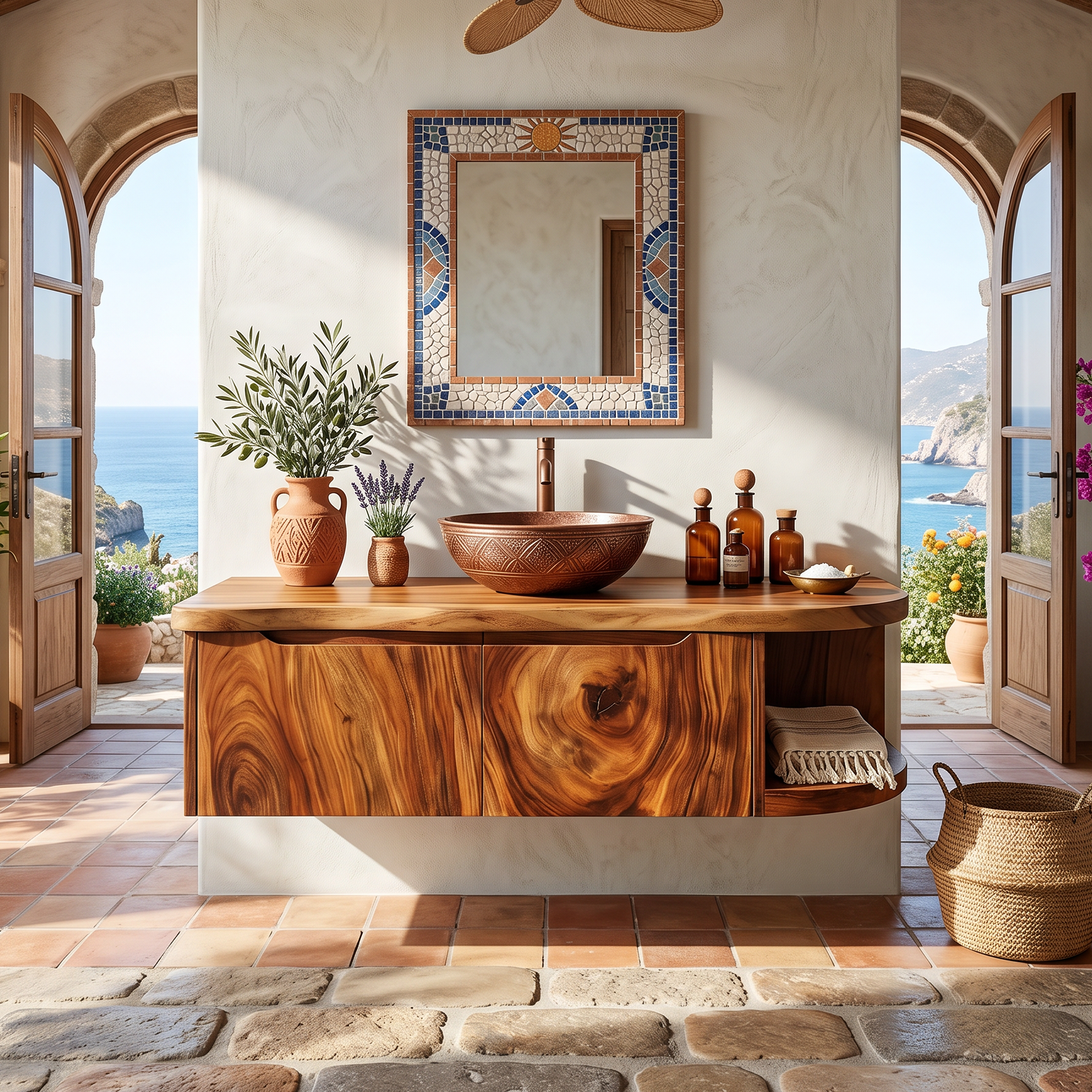 Mediterranean Contemporary Vanity Cabinet Coastal Villa SILDTTRBRV189