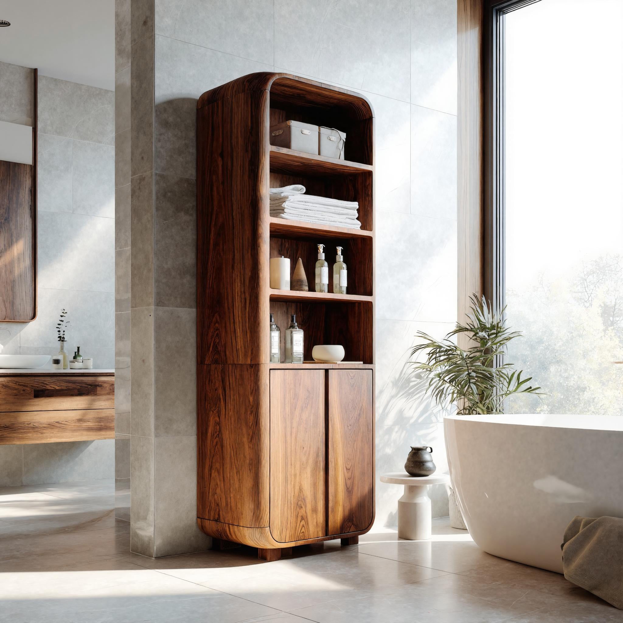 Modern Bathroom Cabinet With Rounded Edges For Spa Decor RTTHHNBRC031