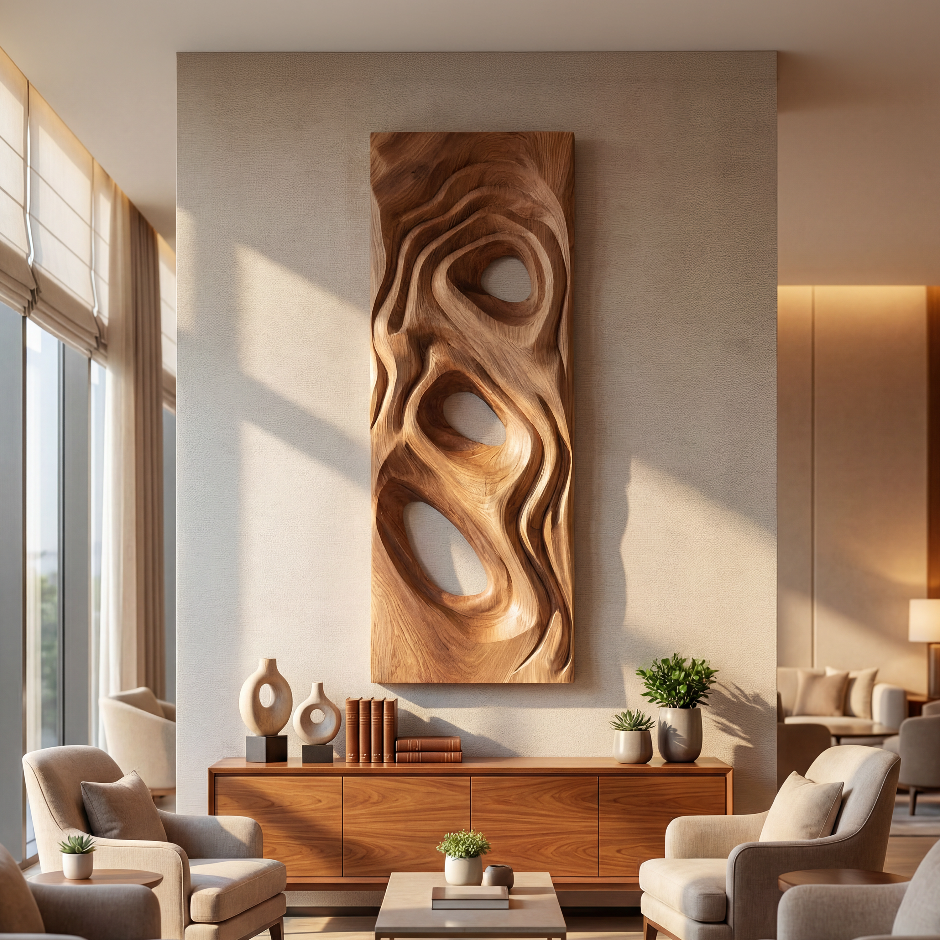 Mid Century Fluid Wall Art Panel For Entryway Space SILDTTNWA087