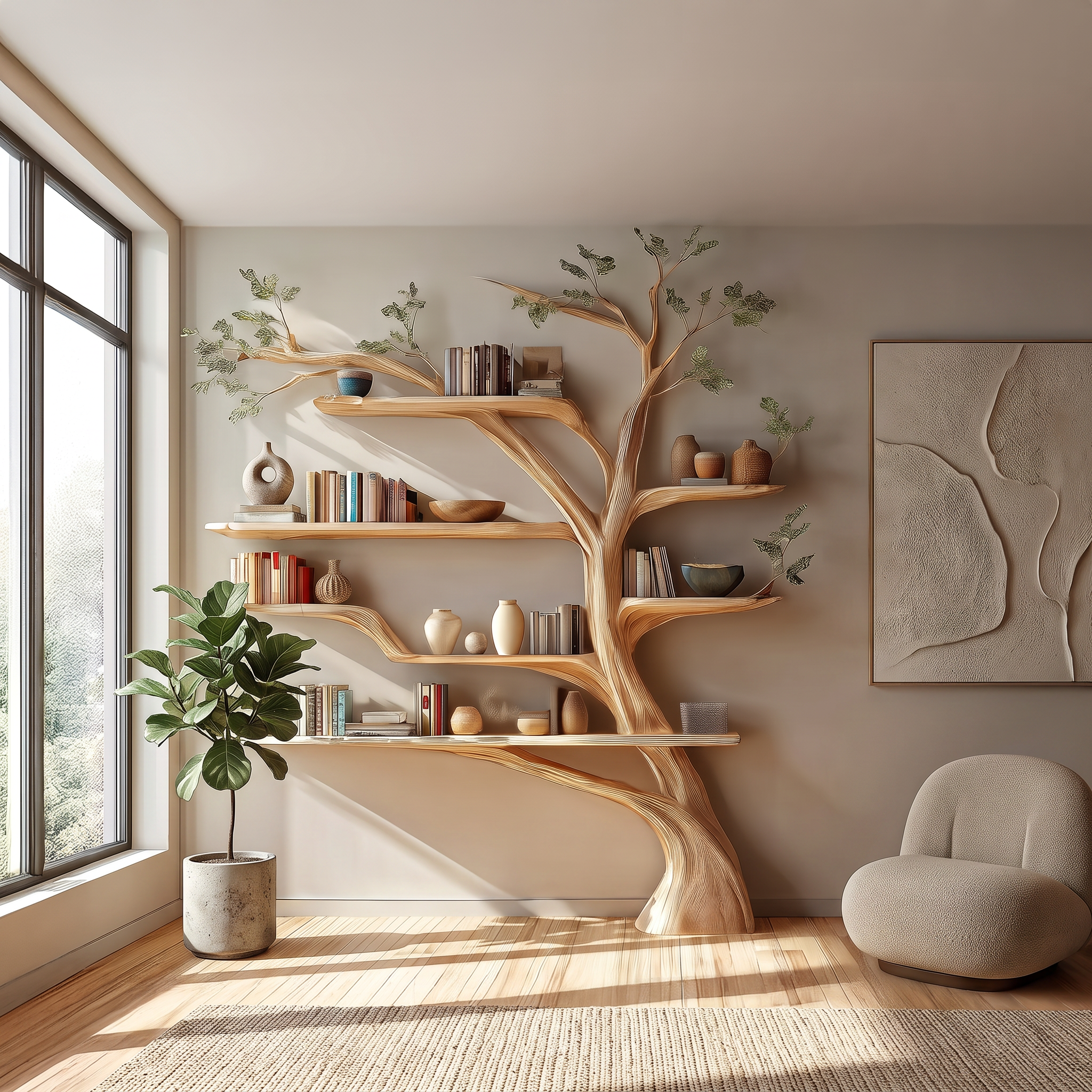 Rustic Book Tree Shelf Home Office SINLSATB231