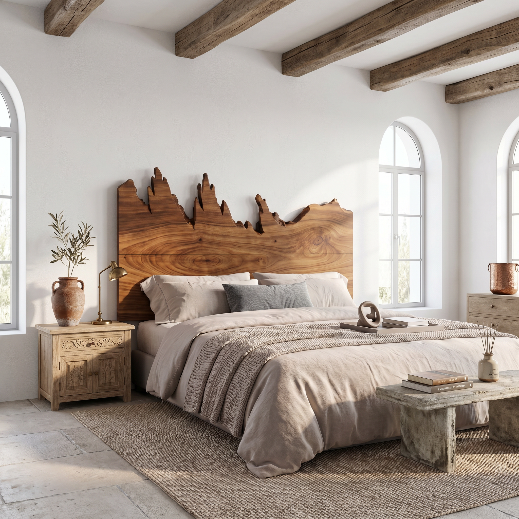 Rustic Mountain Ridge Headboard Wooden Bed Headboard For Bedroom SINLSAHB066
