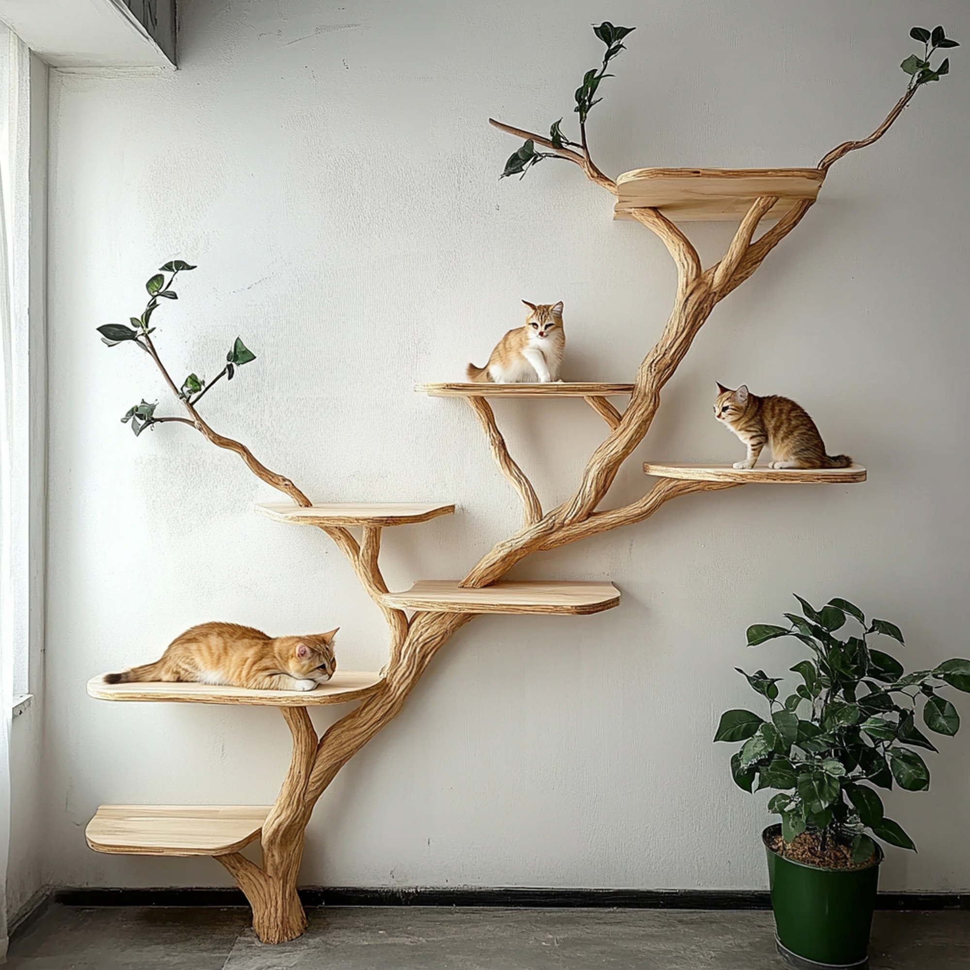 Wood Cat Tree Cat Tower House Stylish Gift For Cat SINLTT009