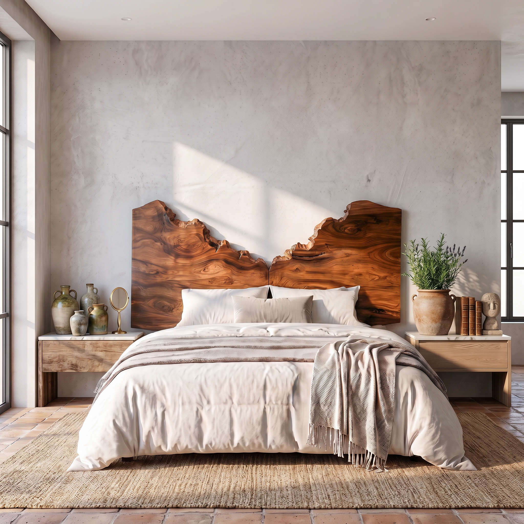Organic Live Edge Headboard Wooden Bed Headboard For Bedroom SINLSAHB067