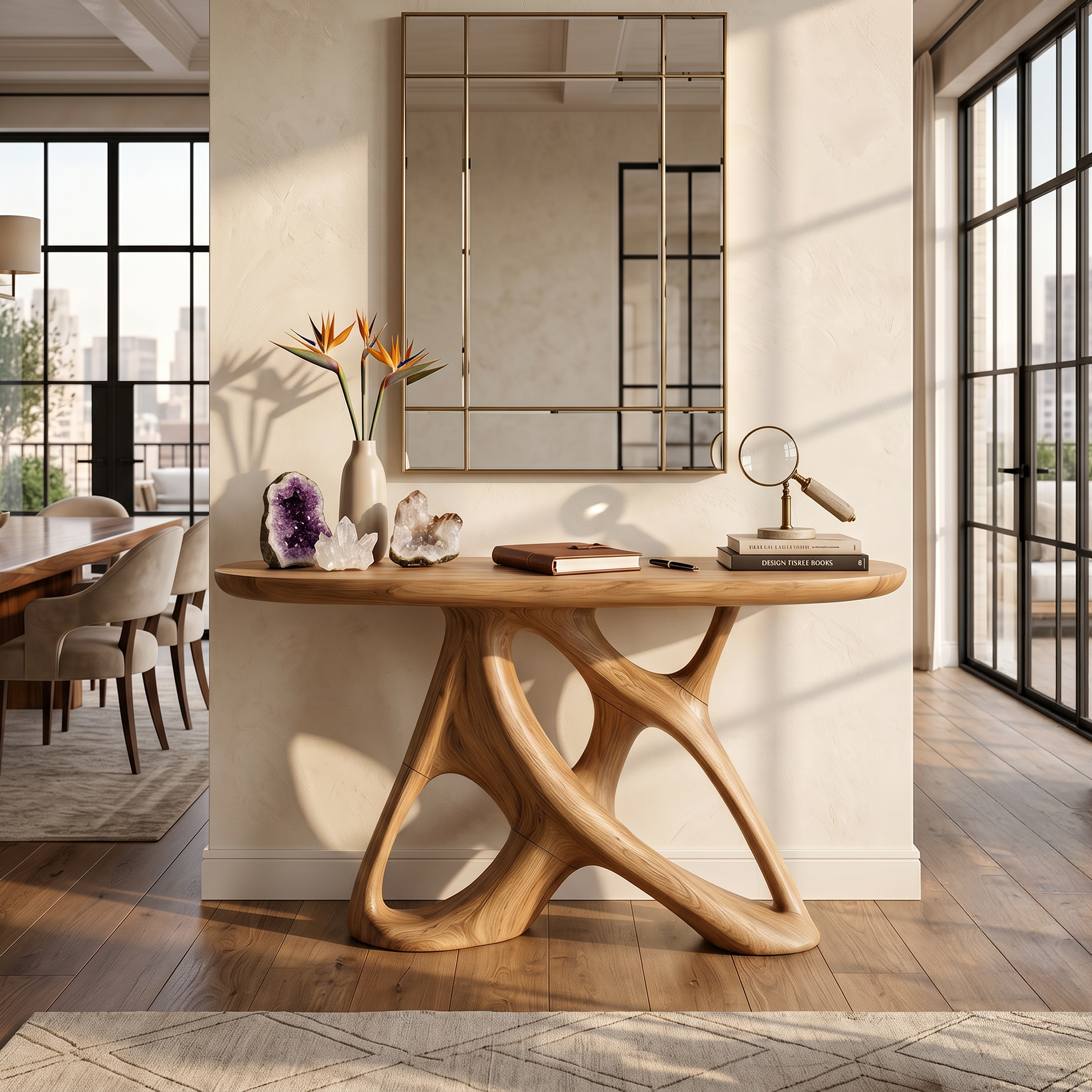 Organic Open Frame Console Table Designer Foyer SILDTTRCS088