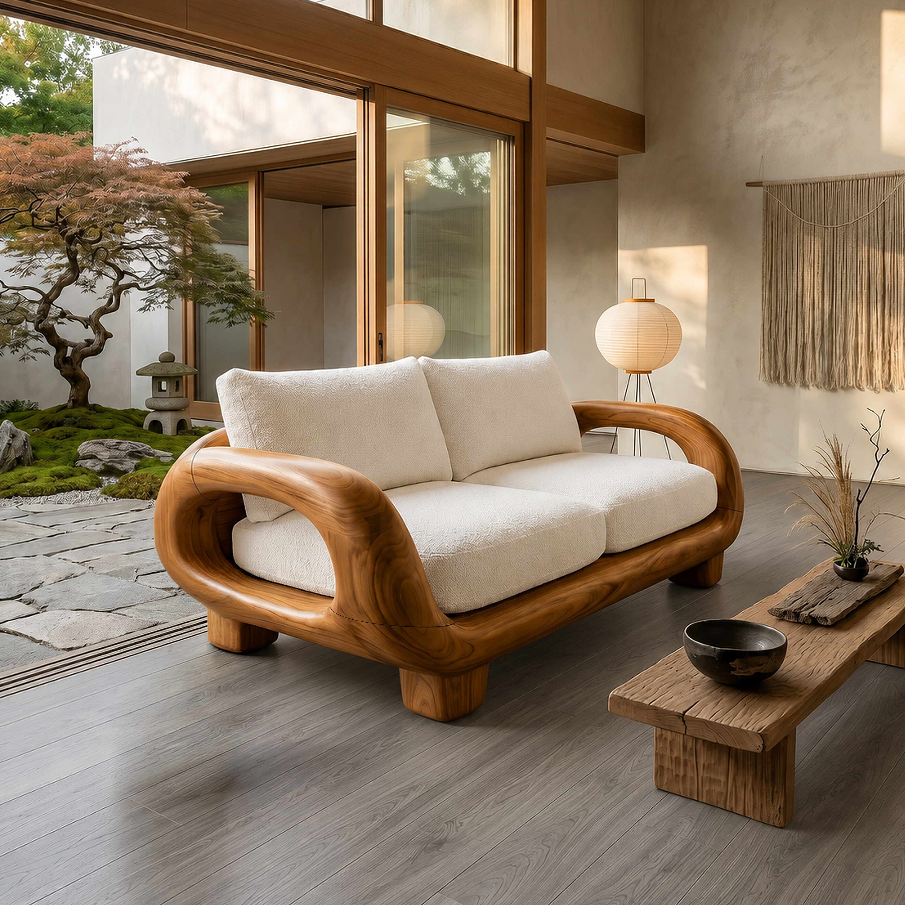 Japandi Organic Sofa Zen Courtyard Residence SILDTTRSFA007