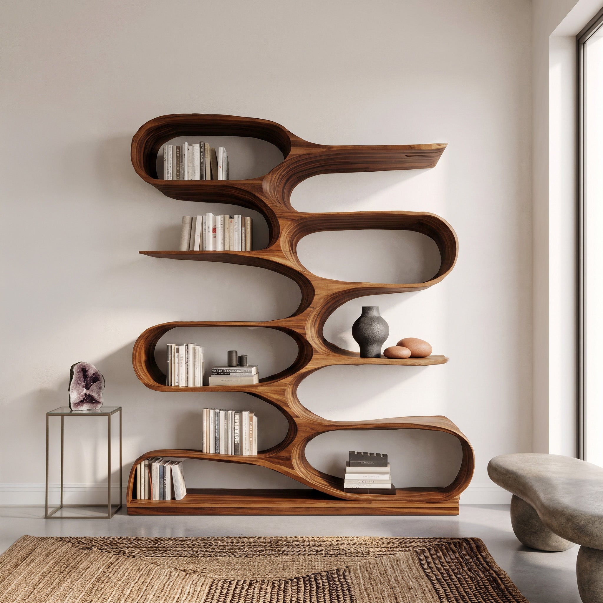 Organic Bookshelf For Living Room Or Home Decor SITHHNBS056