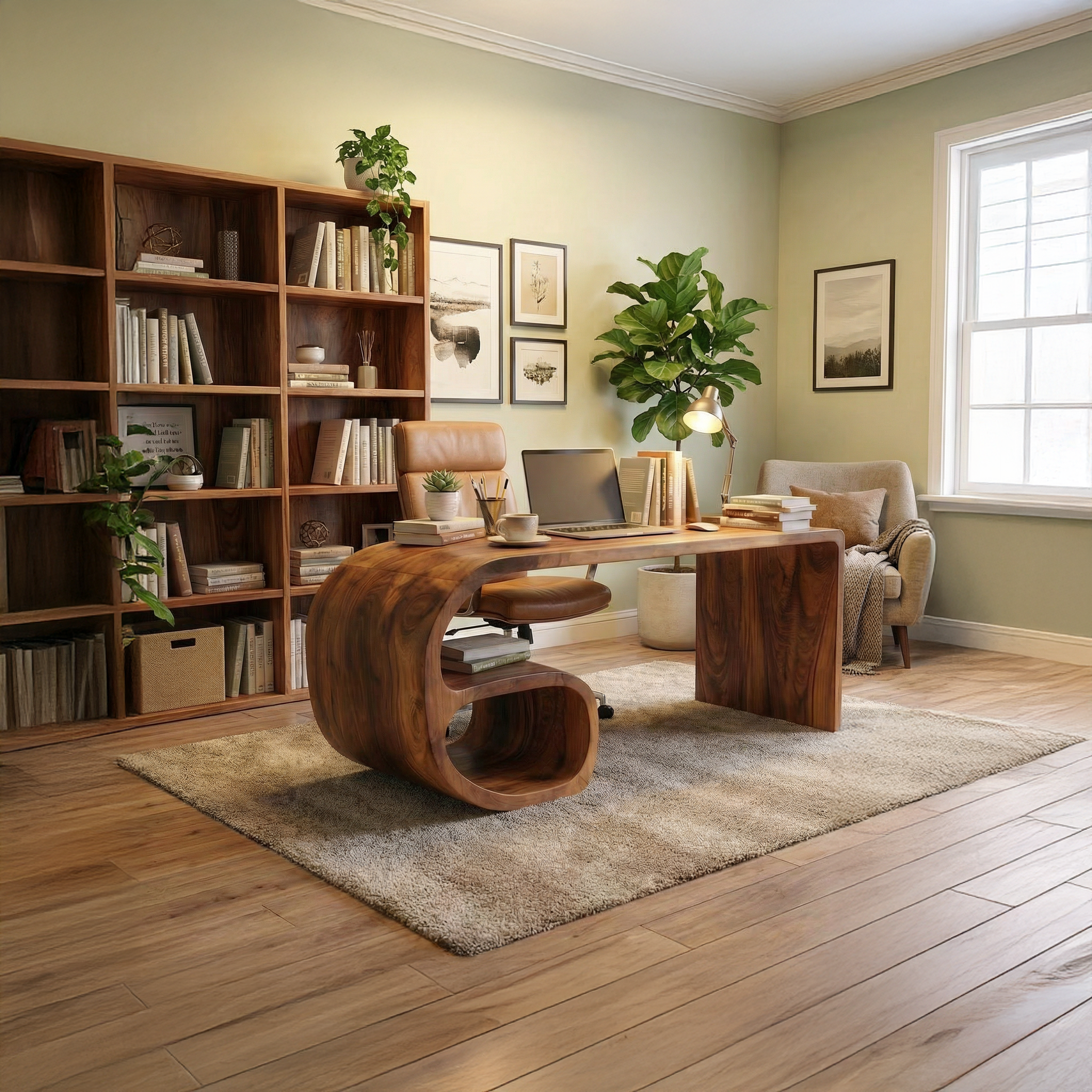 Modern Sculptural Desk For Home Office And Study Room SINLSADK096