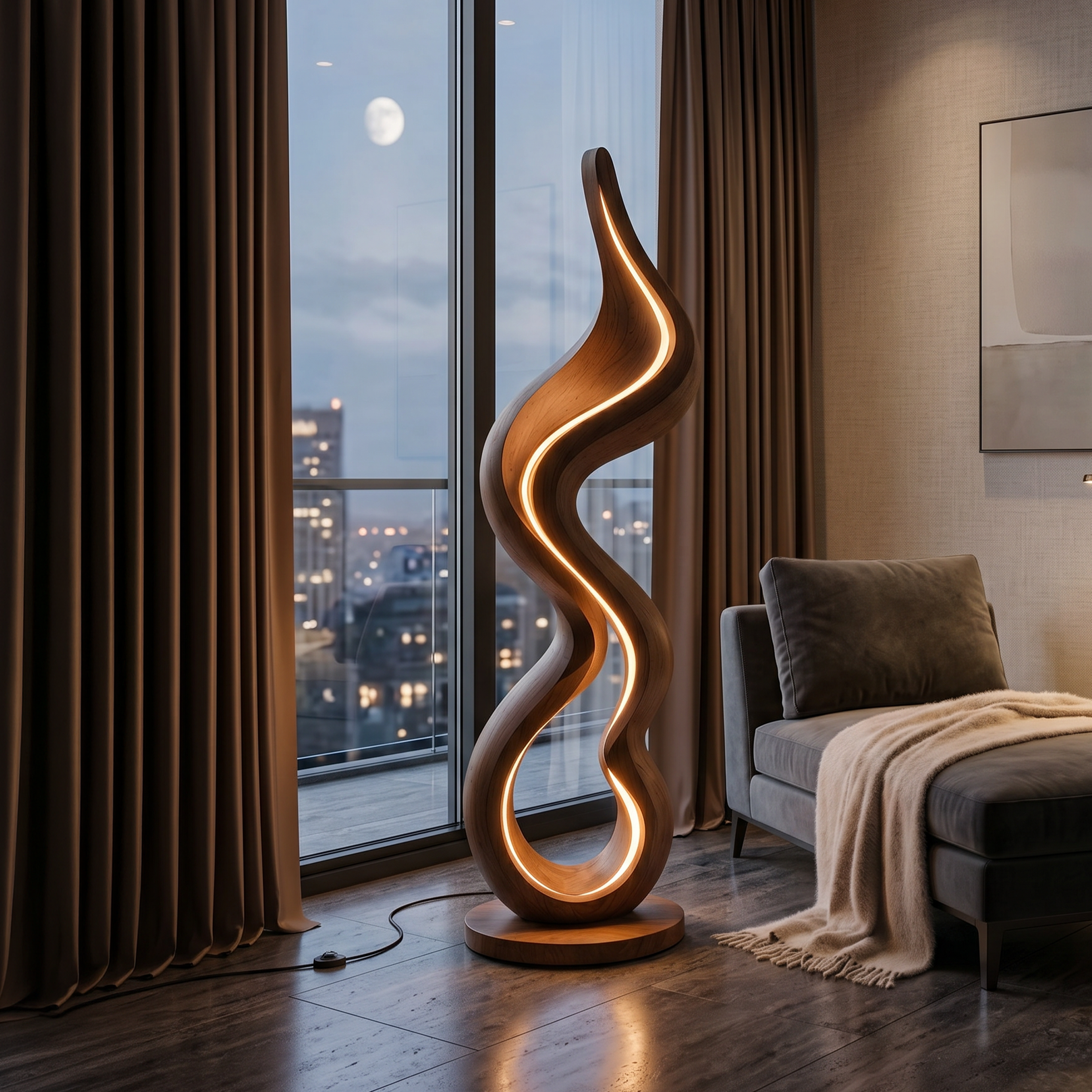 Modern Ribbon Lamp With Shelf For Living Room SILDTTNLAM027