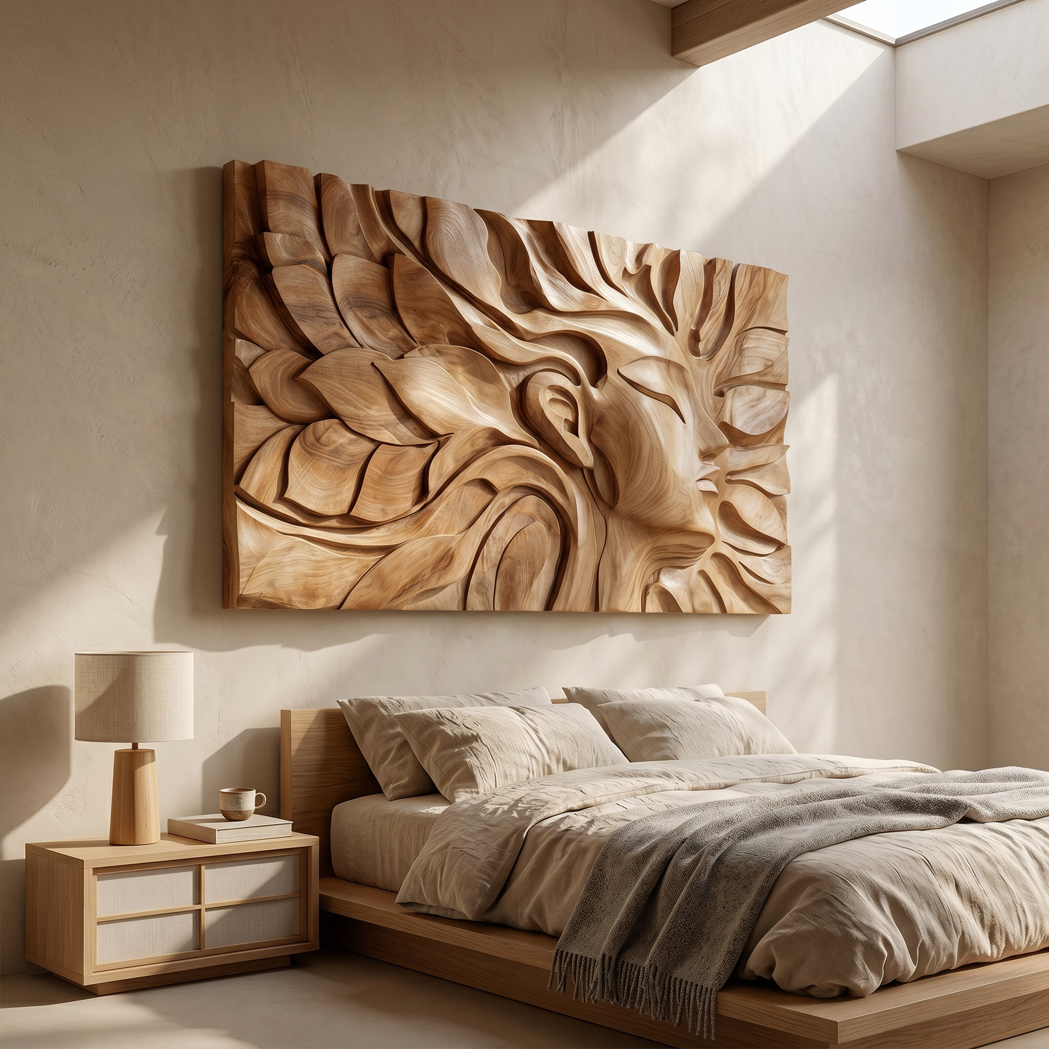 Japandi Botanical Face Wood Wall Art Minimal Neutral Bedroom Decor SILDTTRWA104