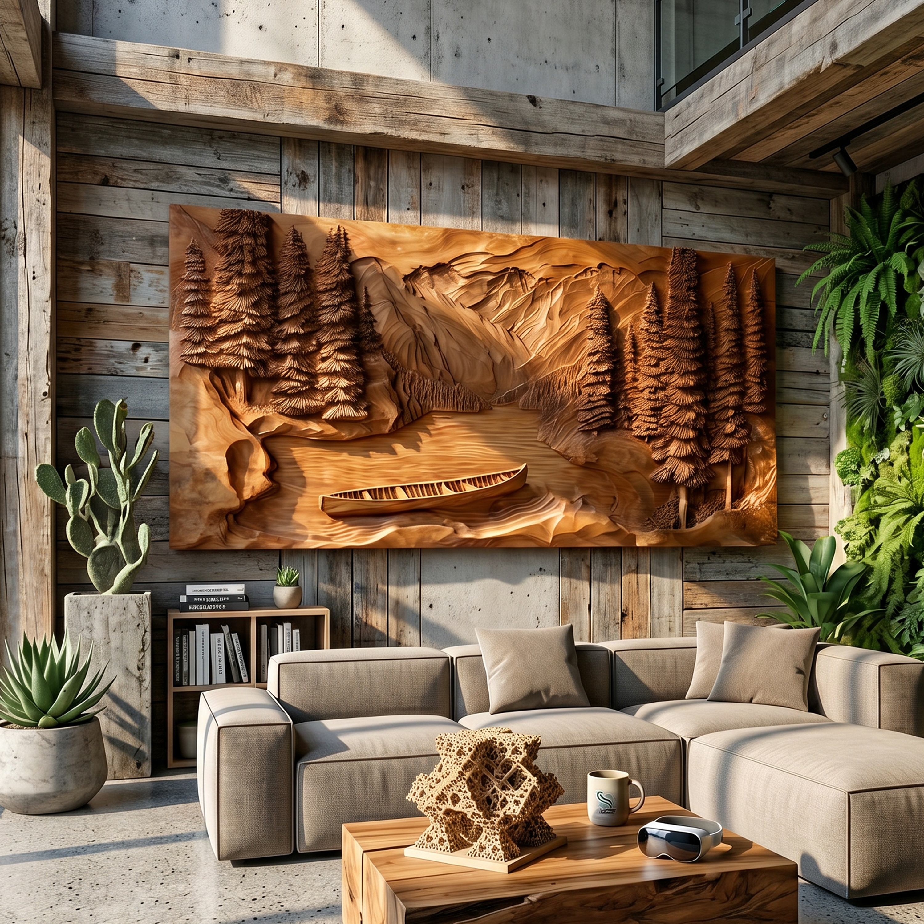Rustic Mountain Lake Wood Wall Art For Luxury Cabin Living Spaces SILDTTRWA082