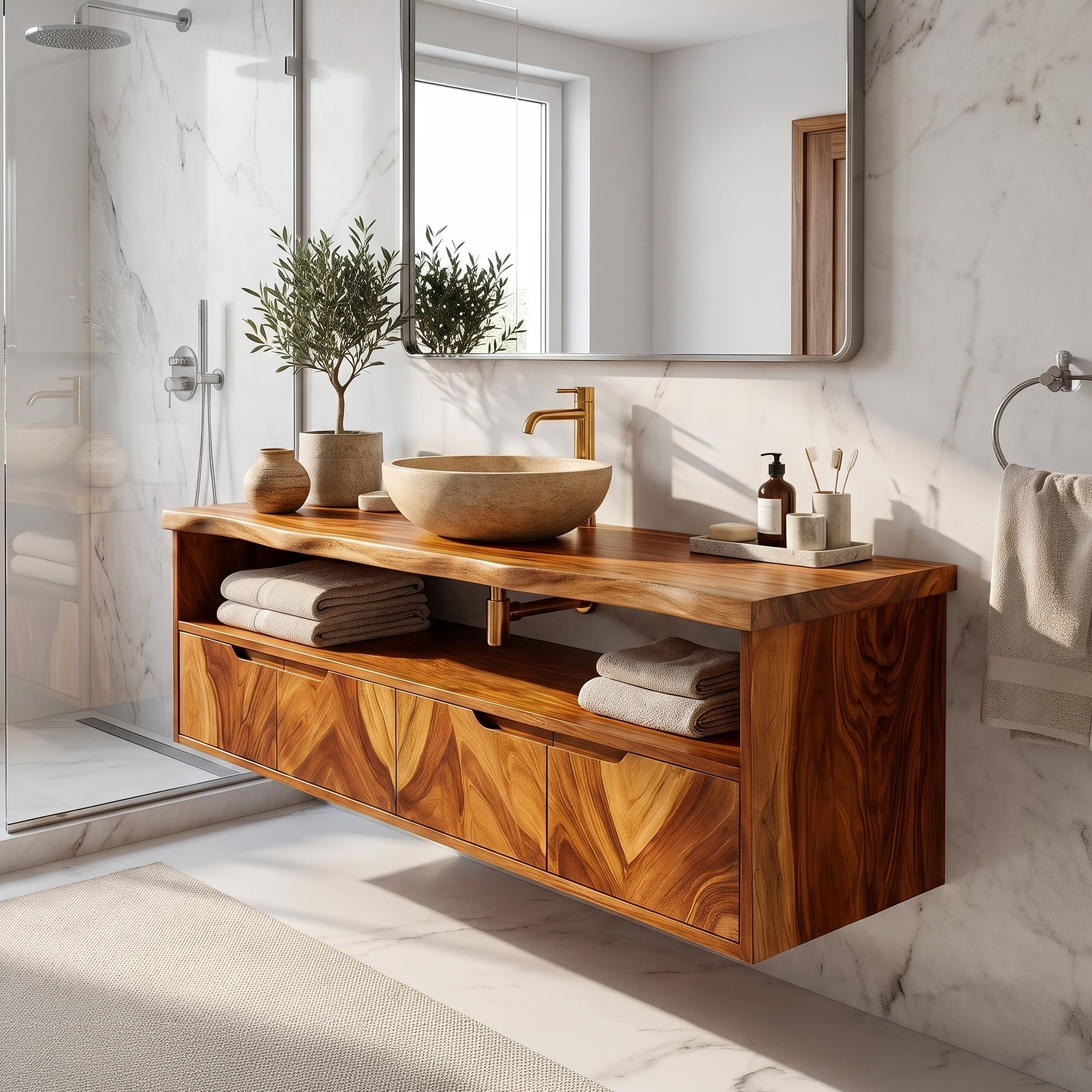 Mediterranean Floating Bathroom Cabinet Villa Bathroom SILDTTRBRV199