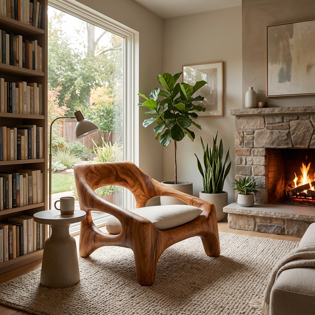 Contemporary Sculptural Wooden Chair For Outdoor Porch RTTHTTACC023