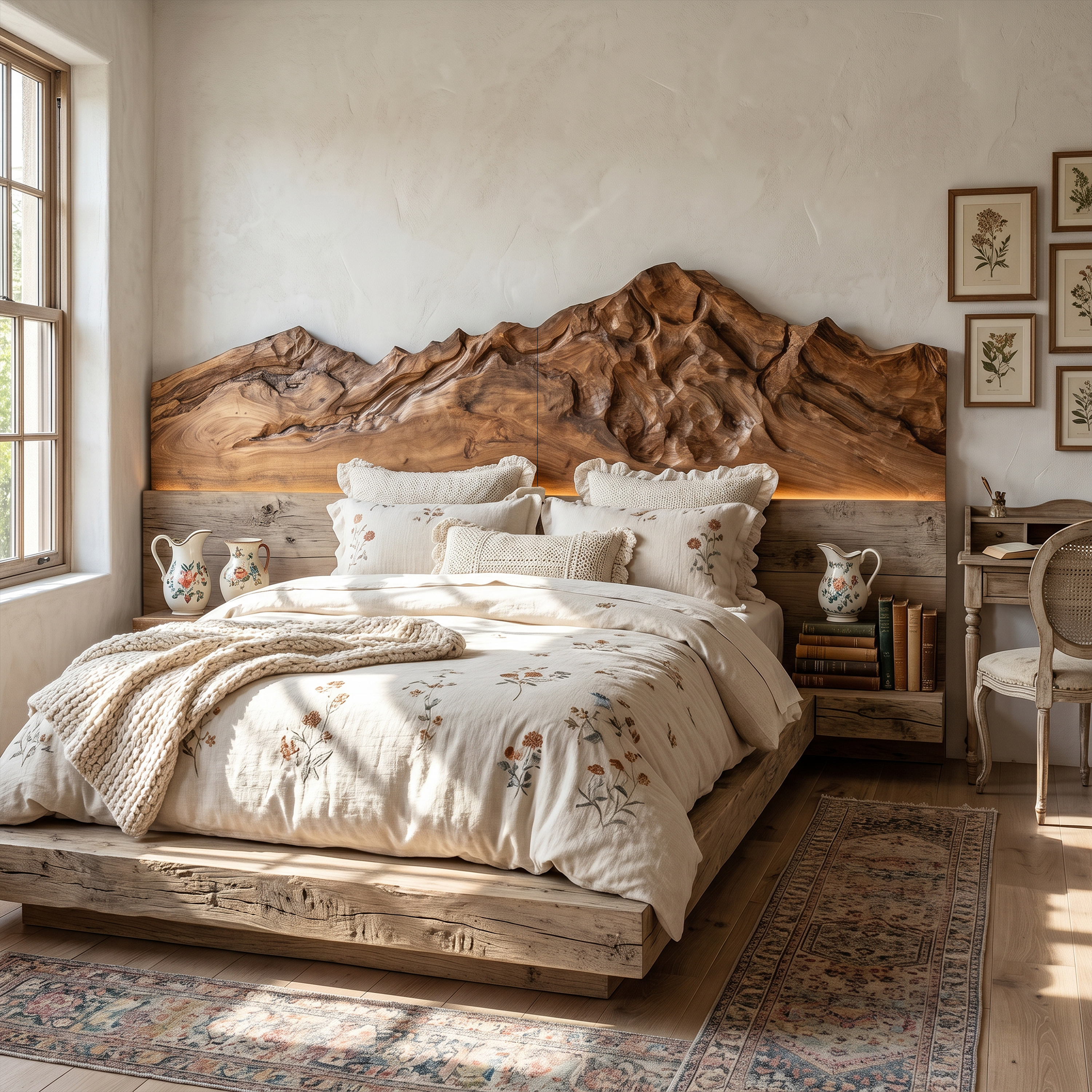 Rustic Mountain Wood Headboard For Farmhouse Bedroom Decor SILDTTRHB027