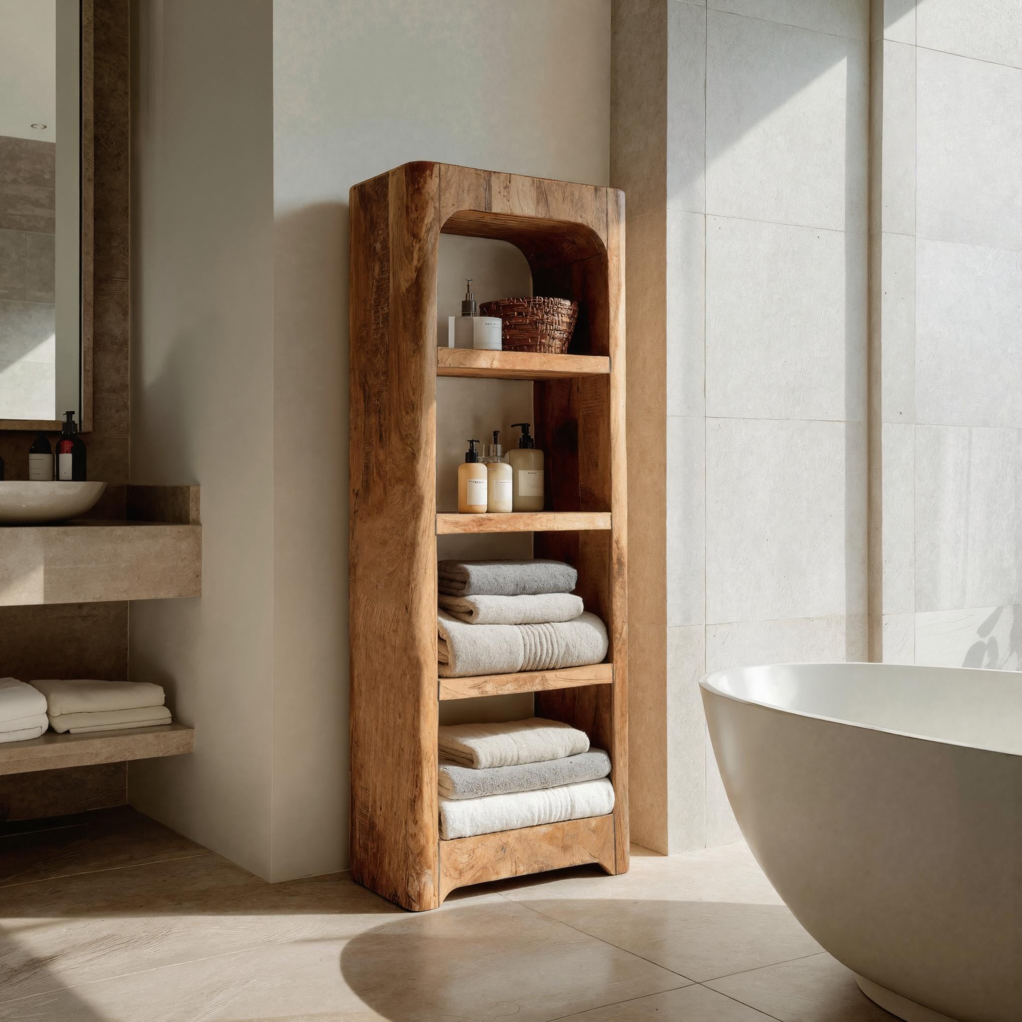 Handcrafted Wooden Bathroom Shelf With Four Tiers For Bathroom RTTHHNBRC022