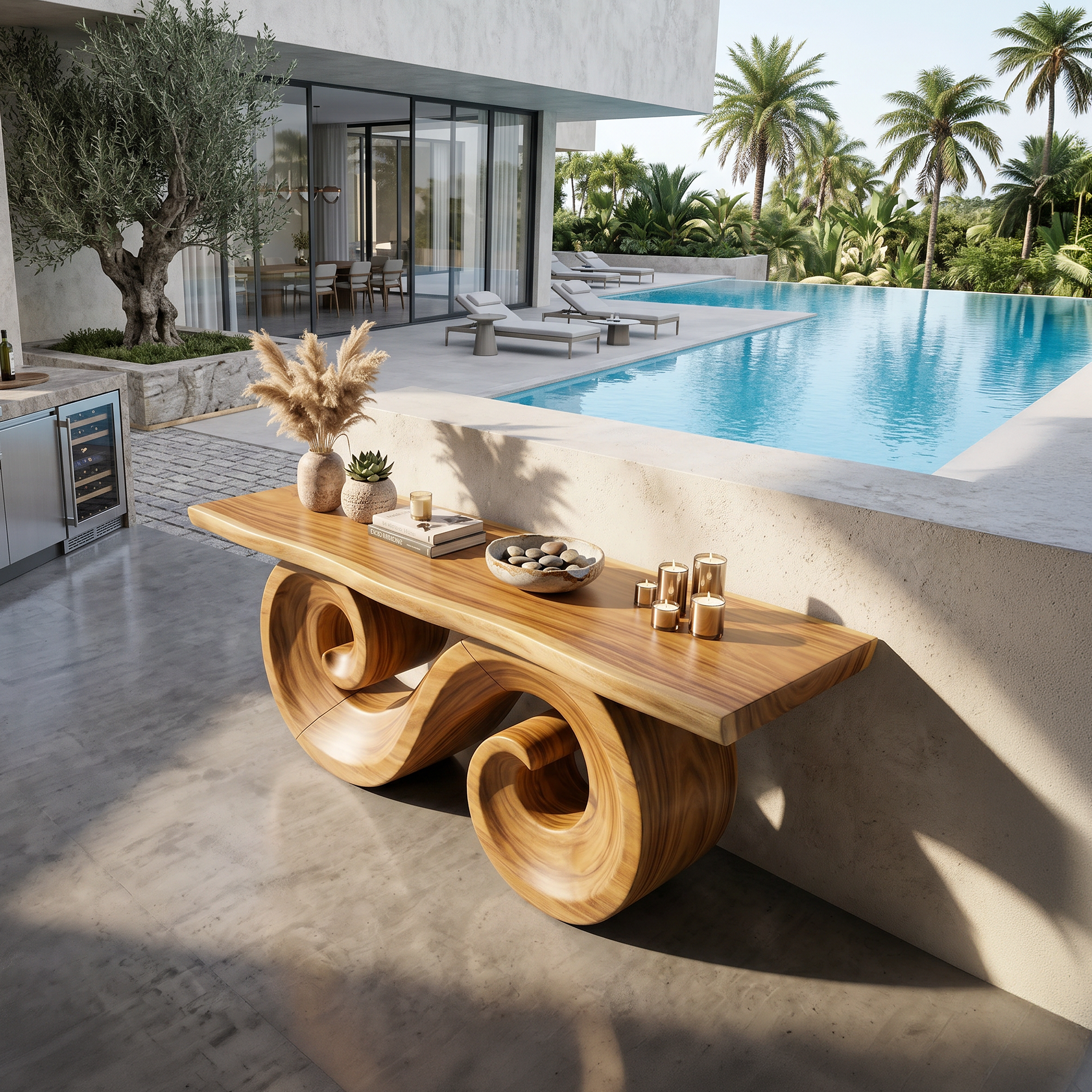 Luxury Wood Sofa Table For Poolside Furniture SILDTTRCS051