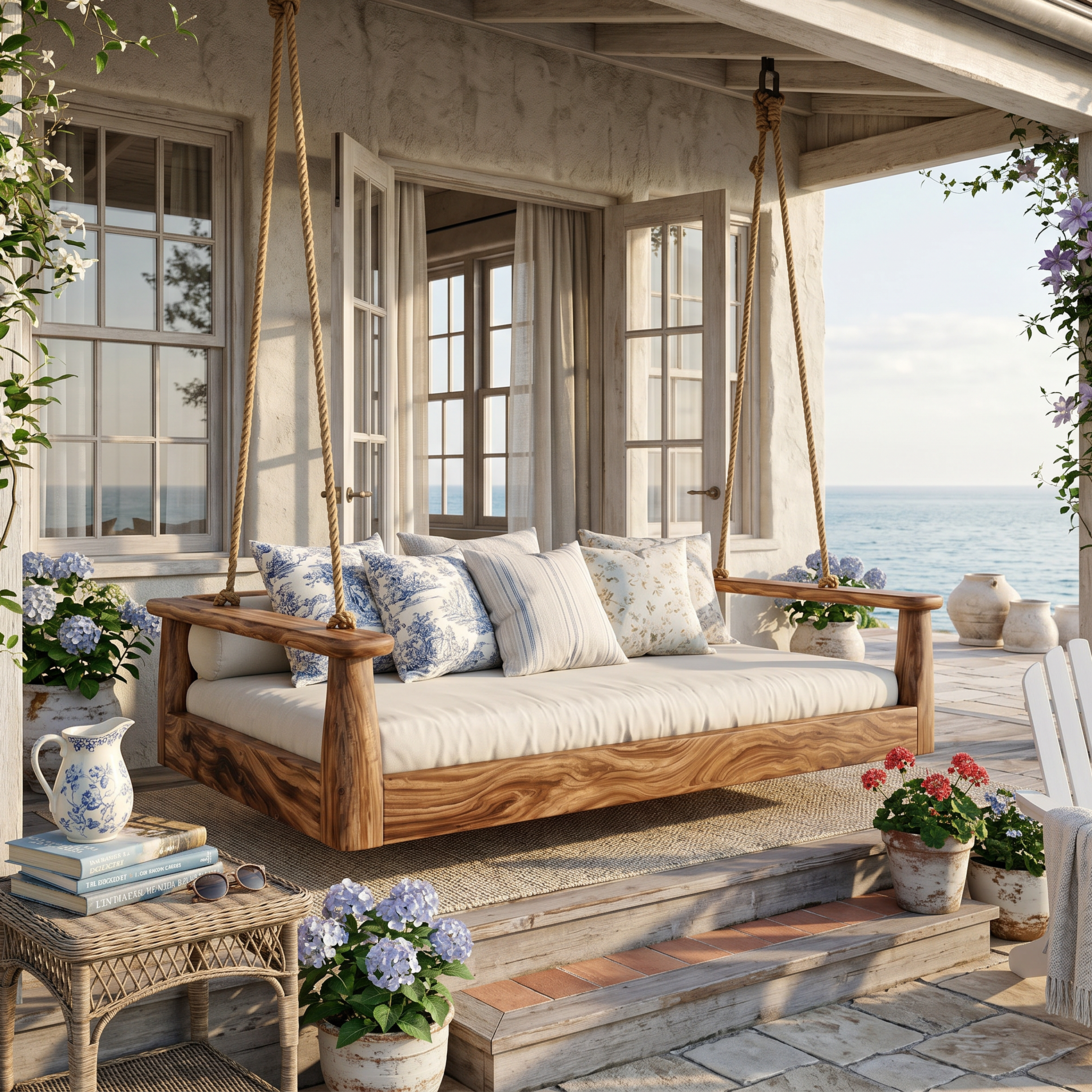Coastal Porch Hanging Daybed Swing Seaside Cottage Retreat SILDTTRSWI005
