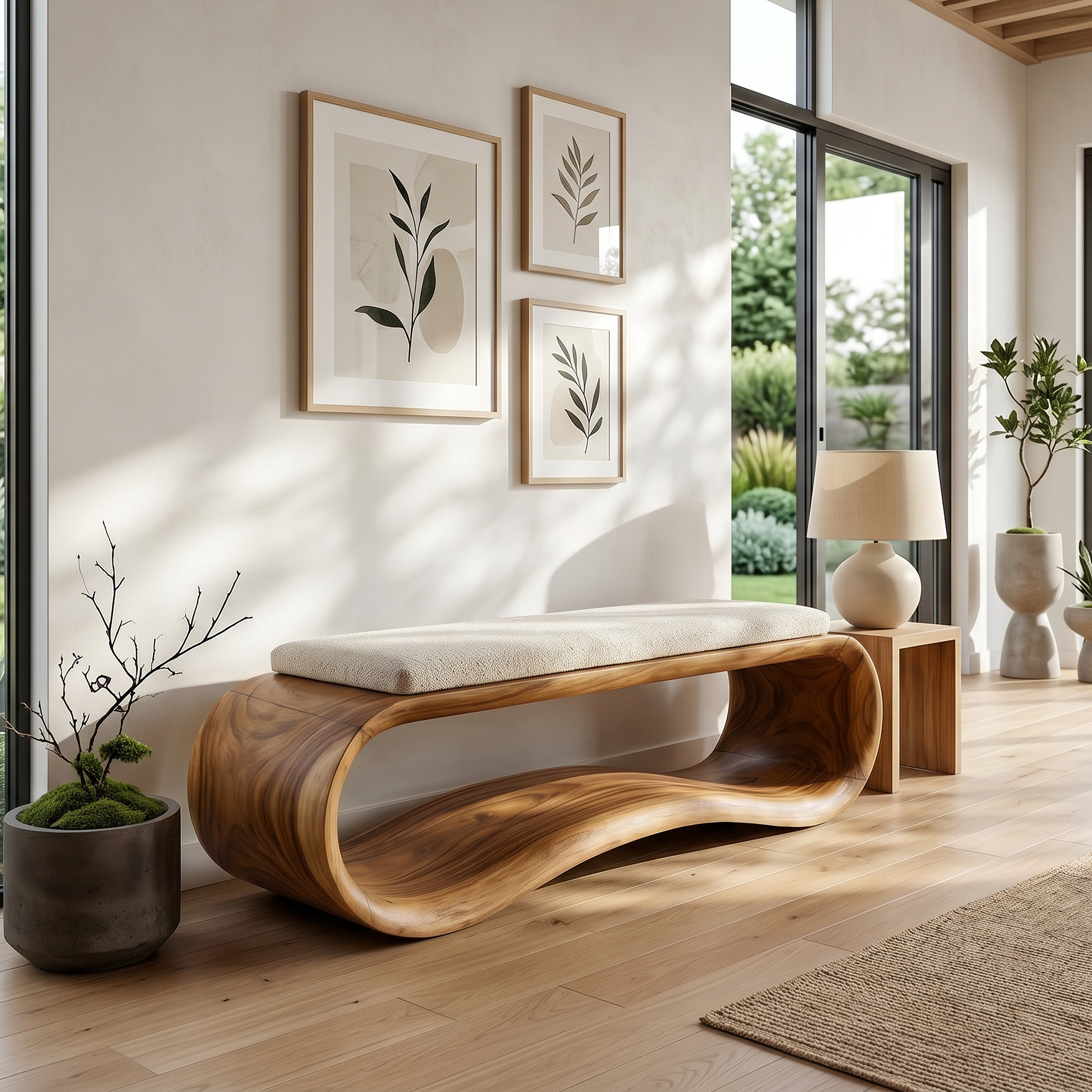 Luxury Wooden Accent Bench Modern Villa SILDTTRBEN065