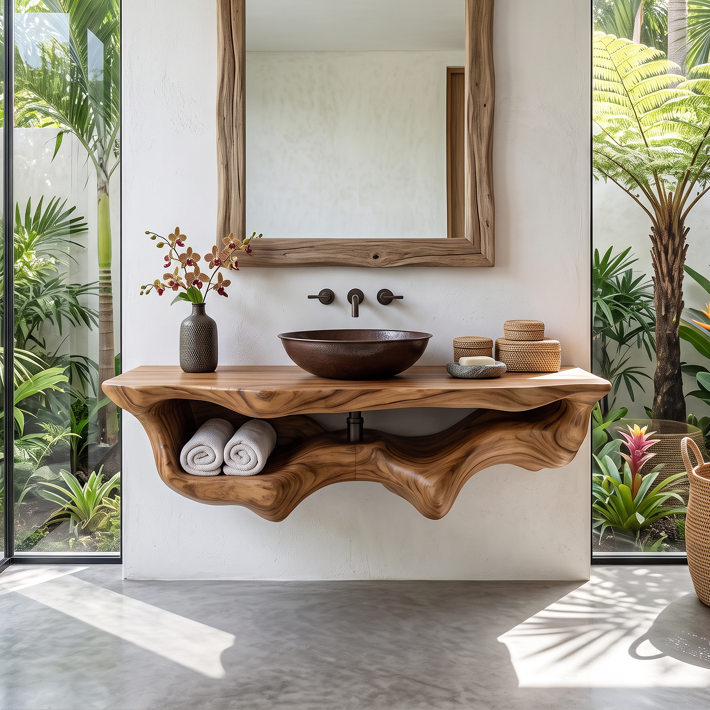 Mid Century Live Edge Floating Vanity Best Bathroom Decor SILDTTRBAS004