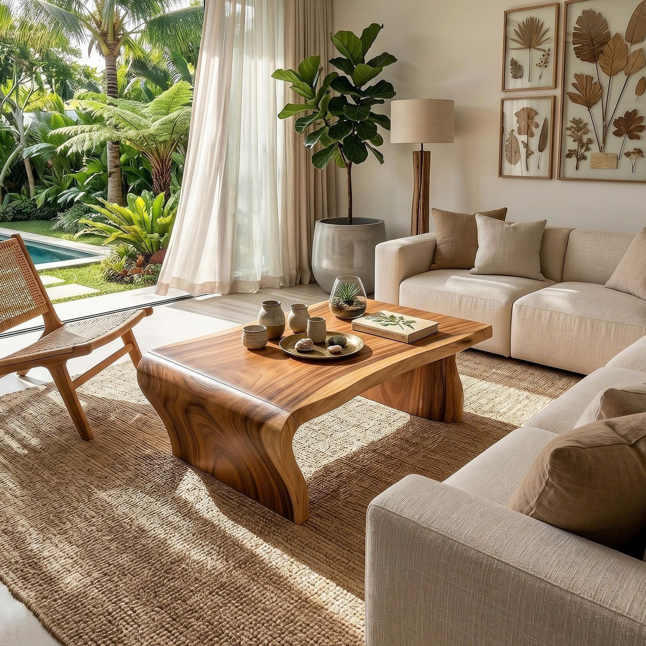 Tropical Rectangular Coffee Table For Villa Lounge SILDTTRCF126