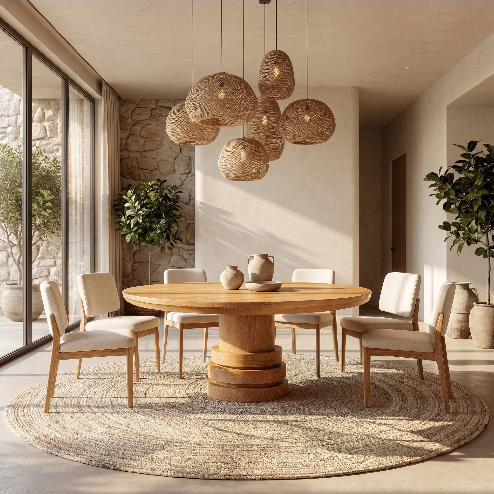 Rustic Farmhouse Round Dining Table For Dining Room SINLSADT175