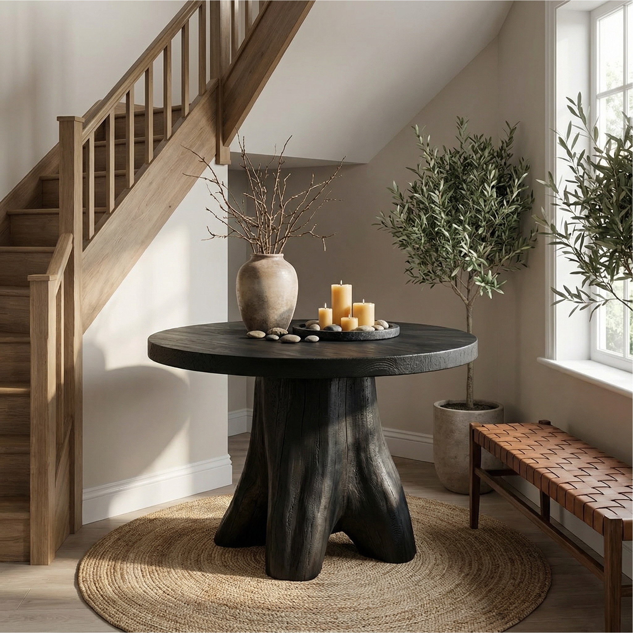 Modern Sculptural Foyer Table For Entryway Or Living Room SINLSAFT015