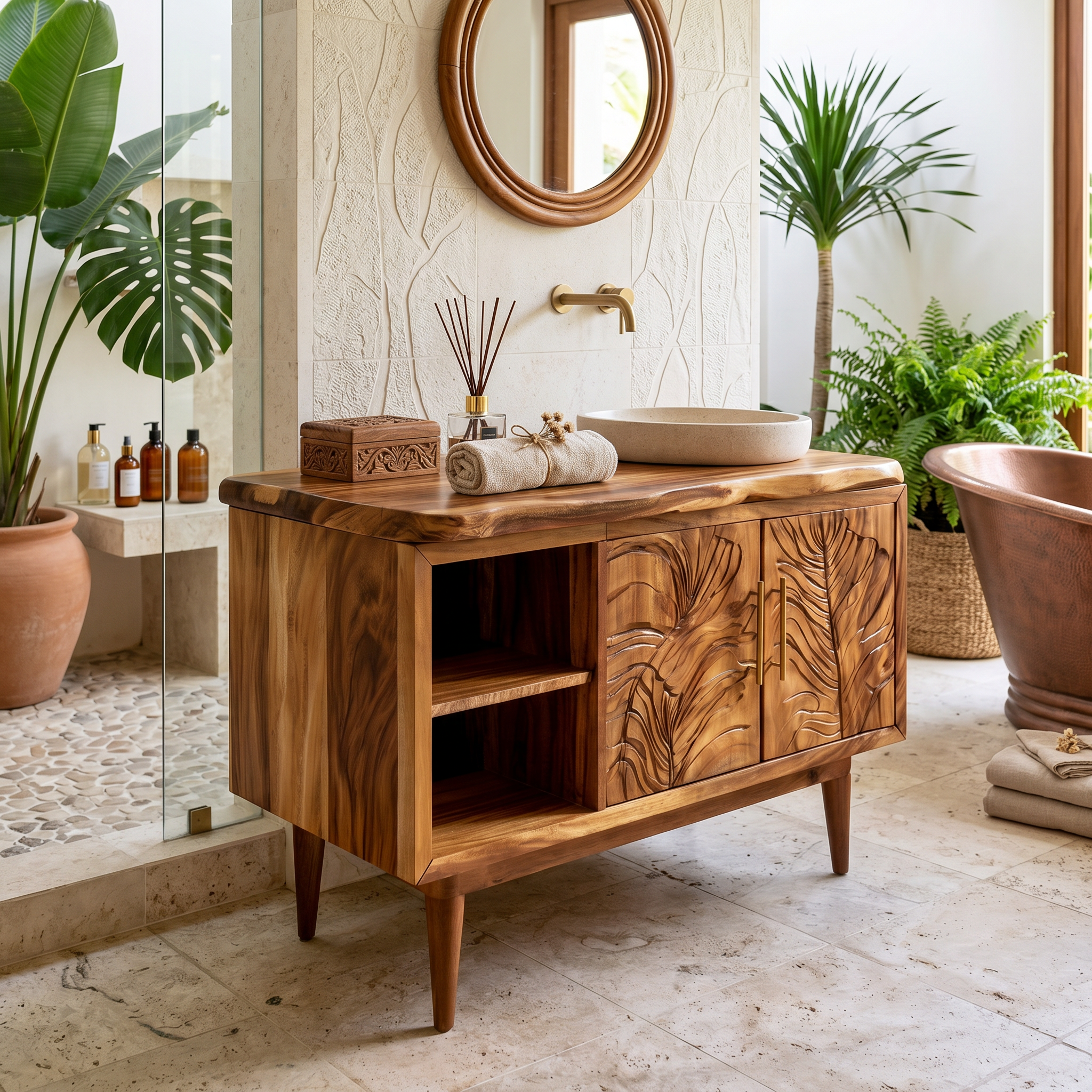 Luxury Wood Vanity Unit For Master Suite SILDTTRBRV162
