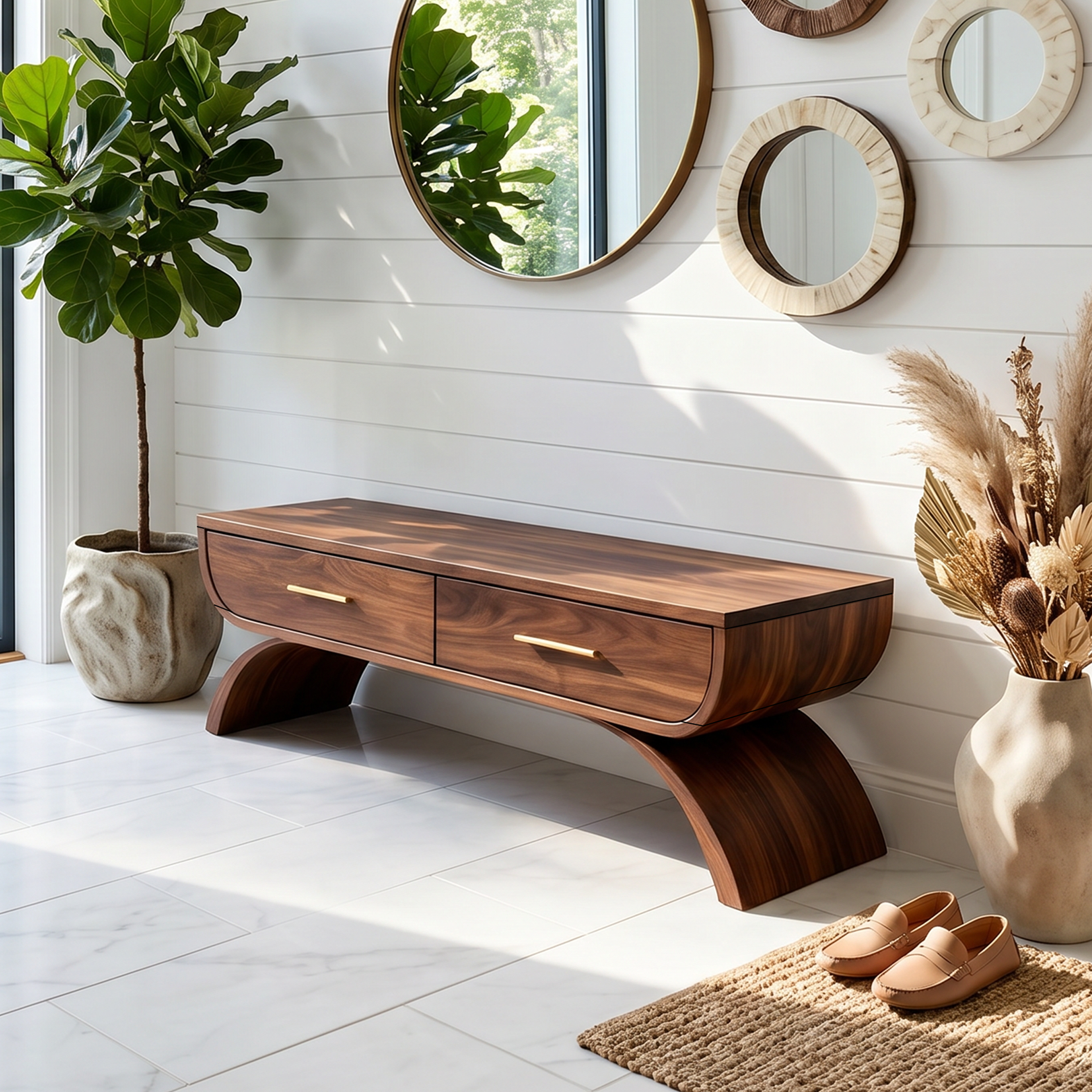 Contemporary Storage Bench With Drawer For Mudroom Interior Area SILDTTNBEN013