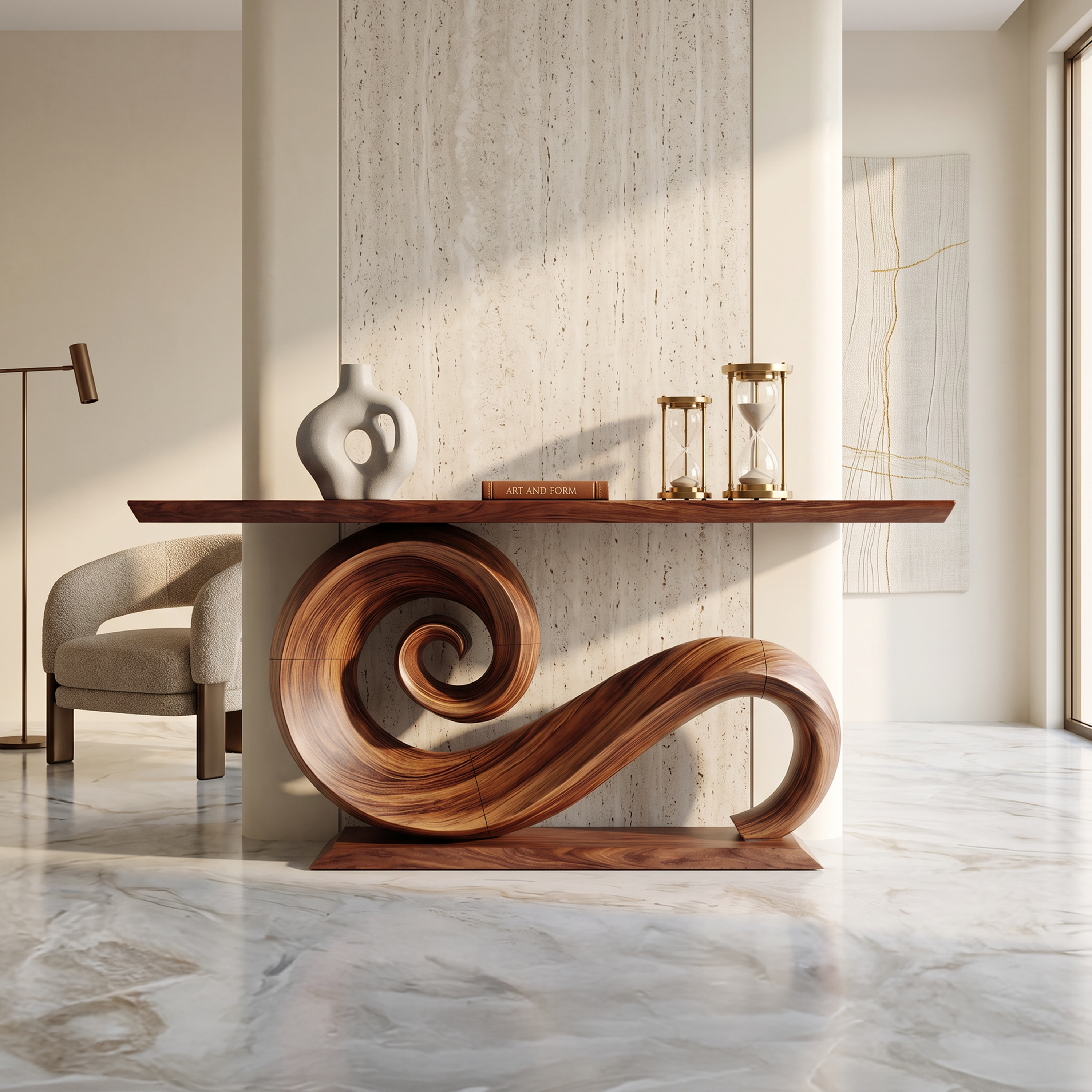 Modern Solid Wood Console Table Organic Live Edge For Entryway Design SILDTTNCS088