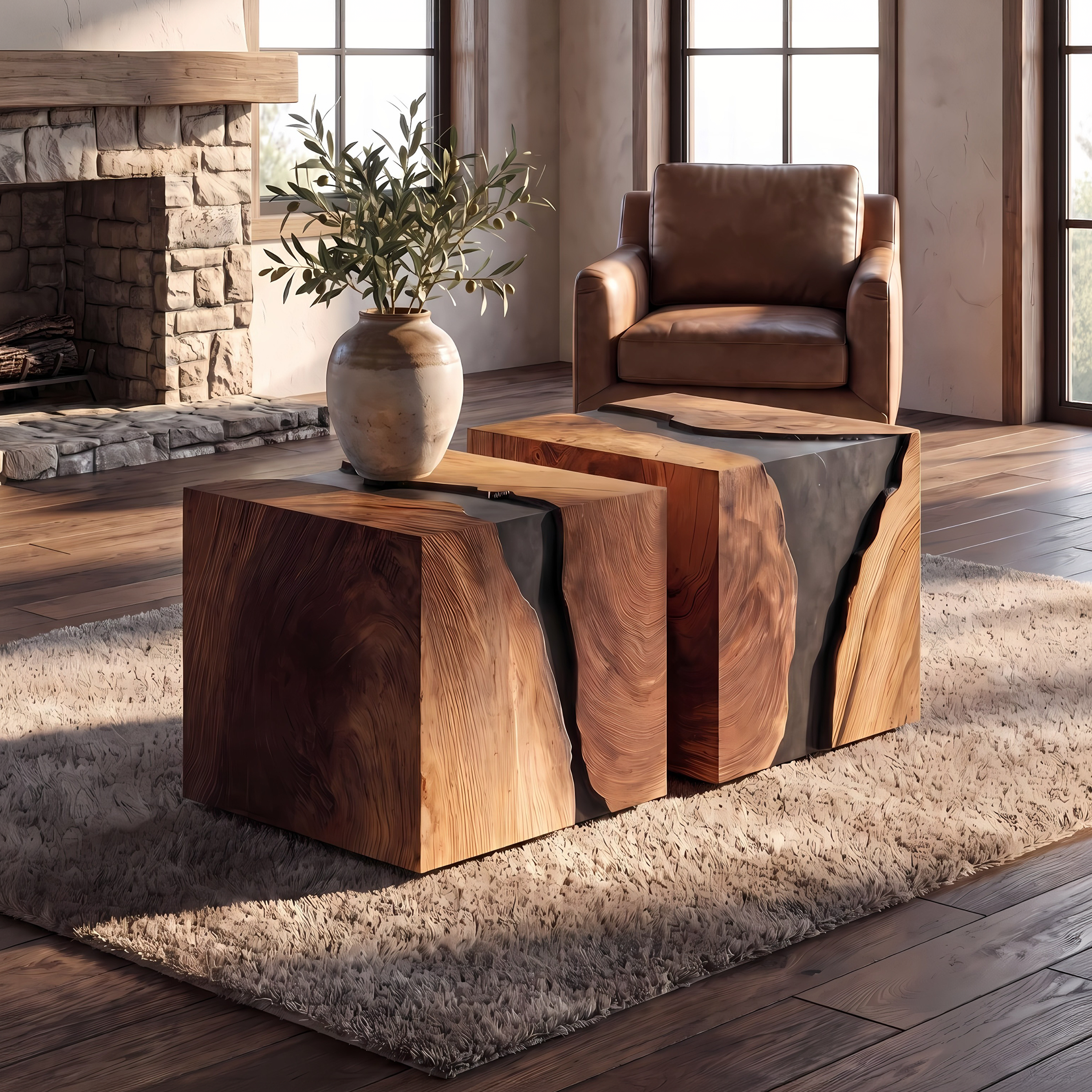 Modern Solid Wood Cube Coffee Table For Furniture Decor SILDTTNCF043