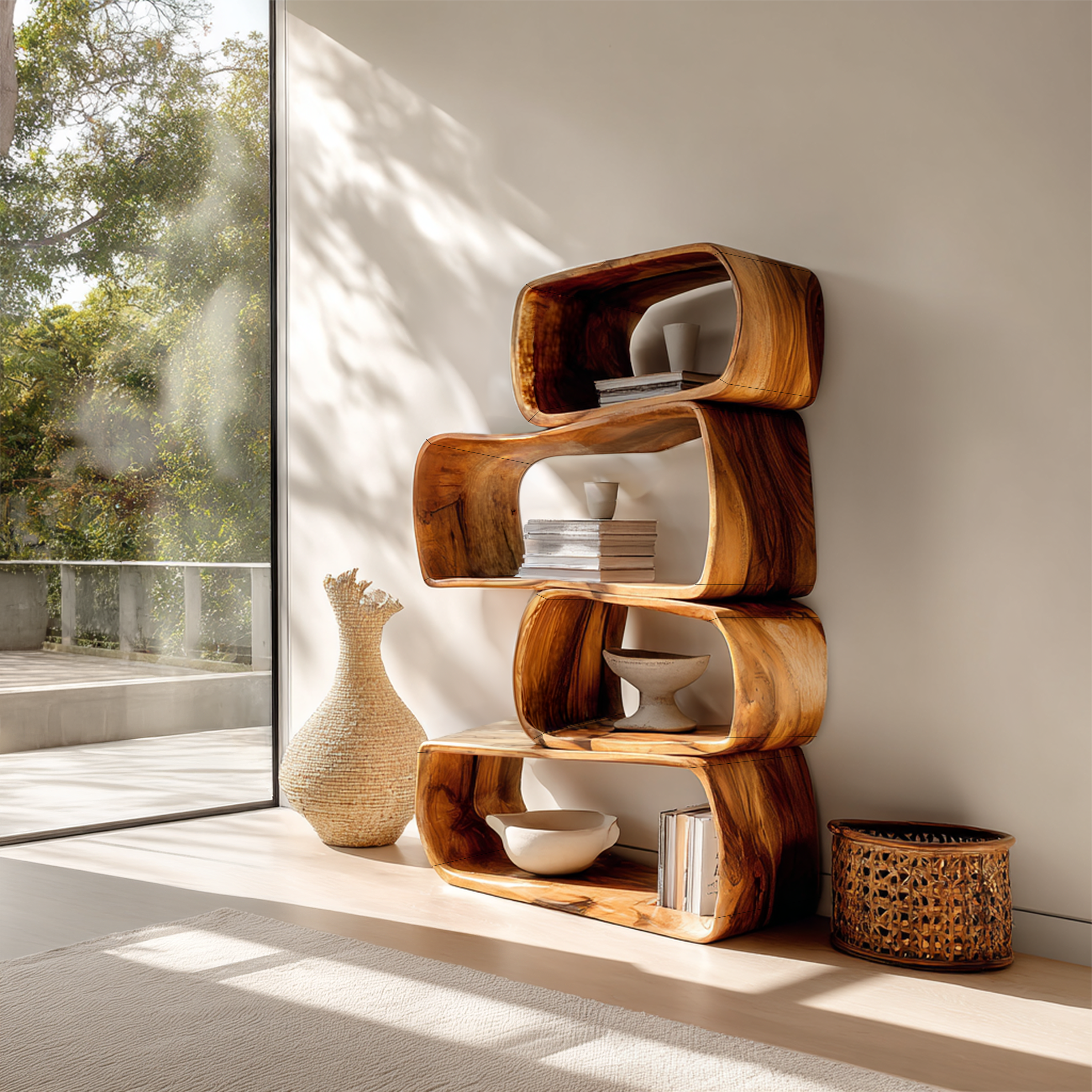 Rustic Farmhouse Abstract Bookshelf Apartment Living Space SILDTTRBS013