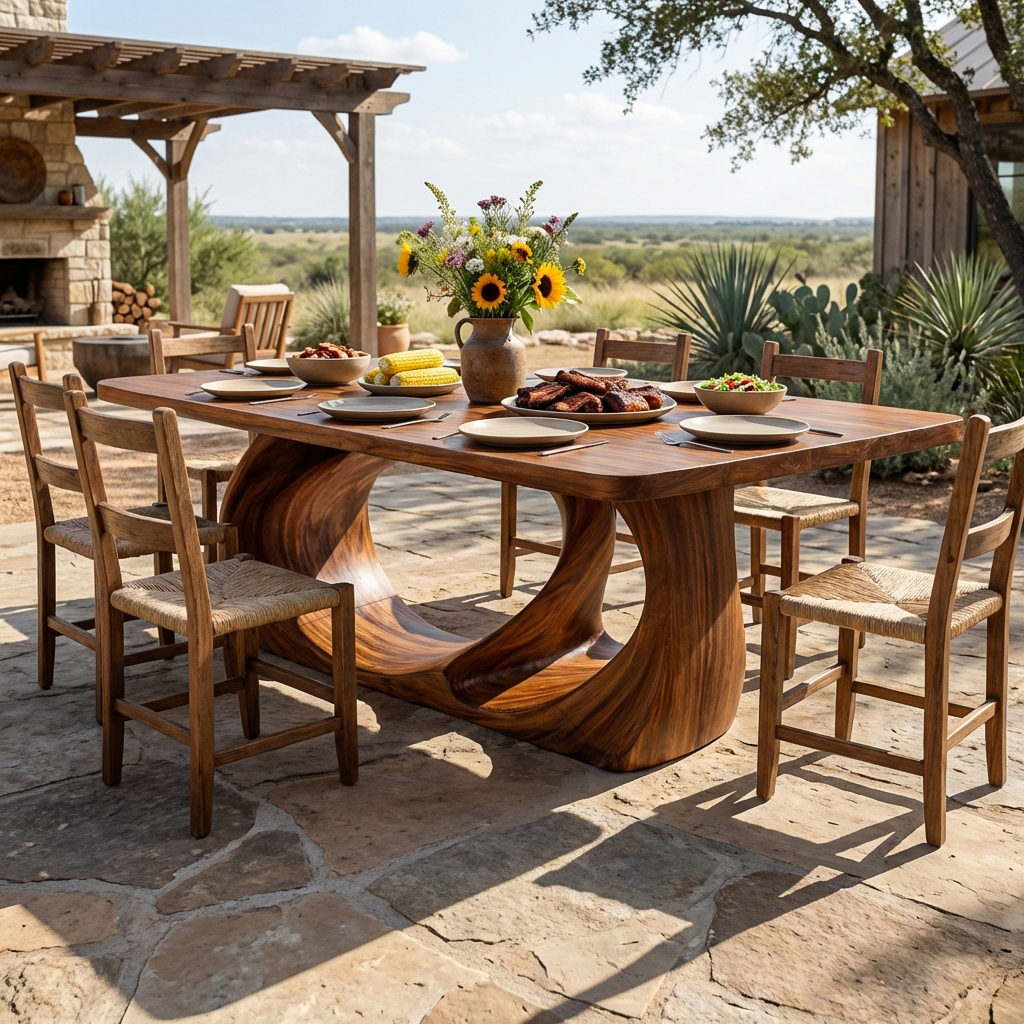 Wooden Dining Table With Artistic Base For Dining Room RTTHTTDN032