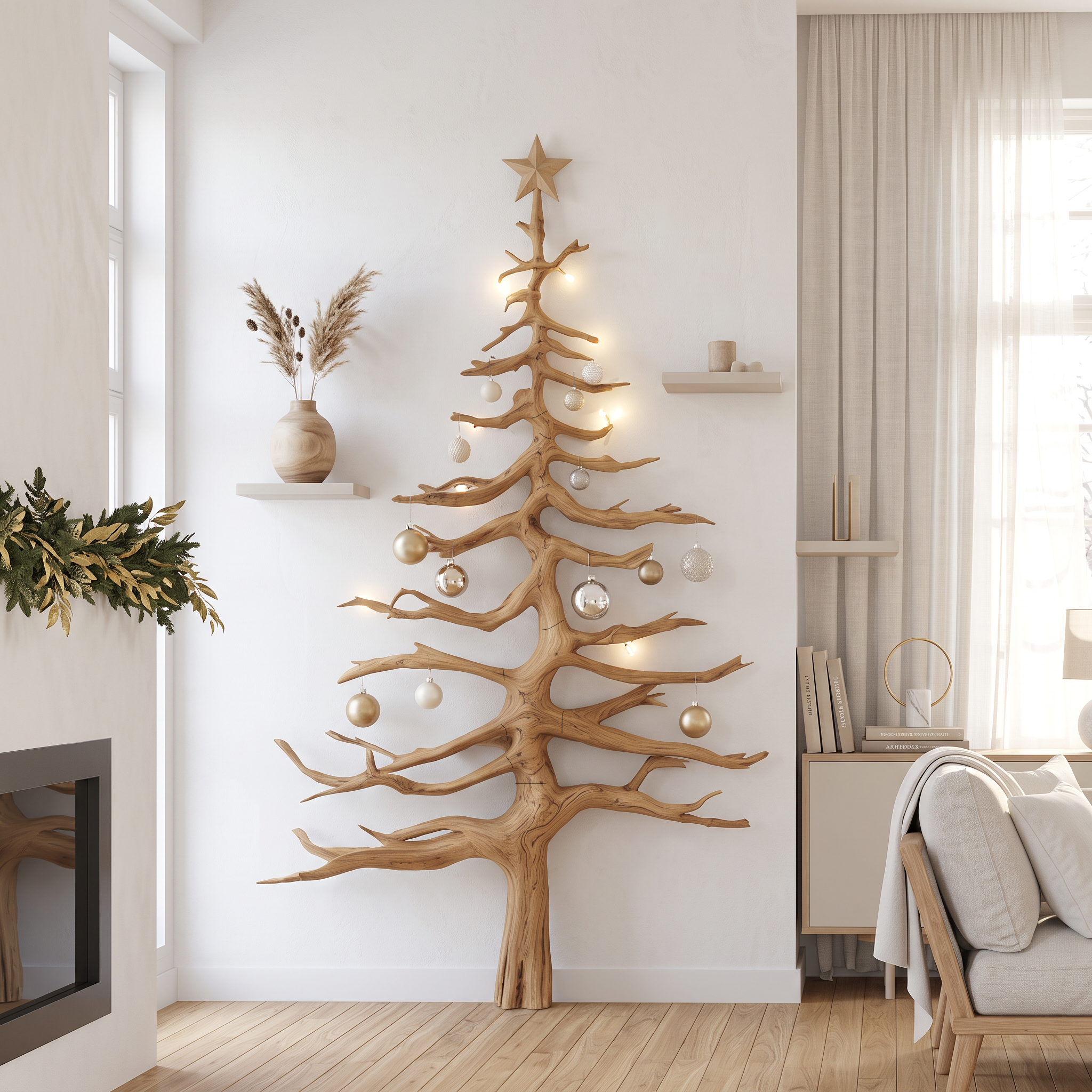 Rustic Christmas Tree Wall Decor Living Room SINLSATB583