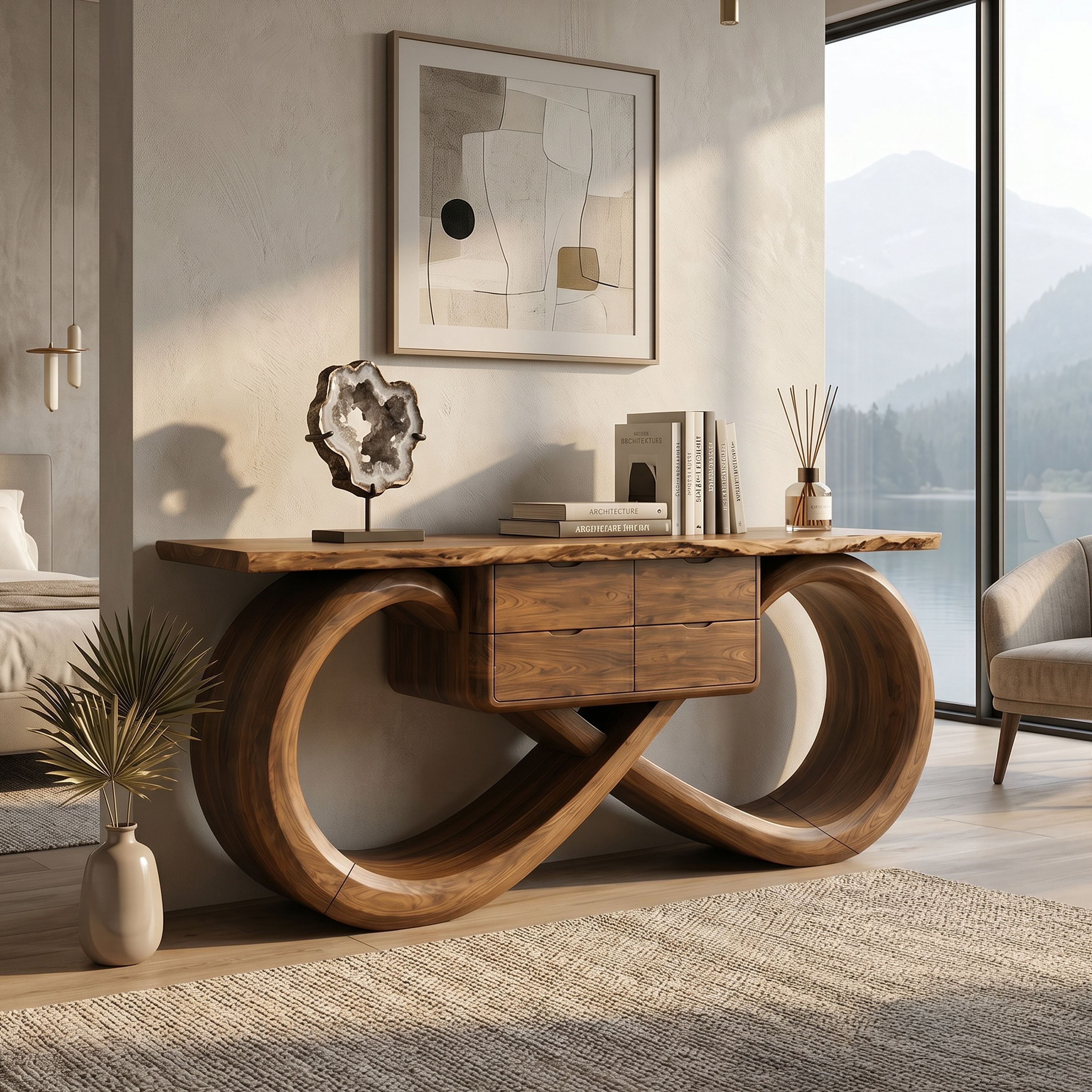 Organic Sculptural Console Table Contemporary Hallway SILDTTRCS105