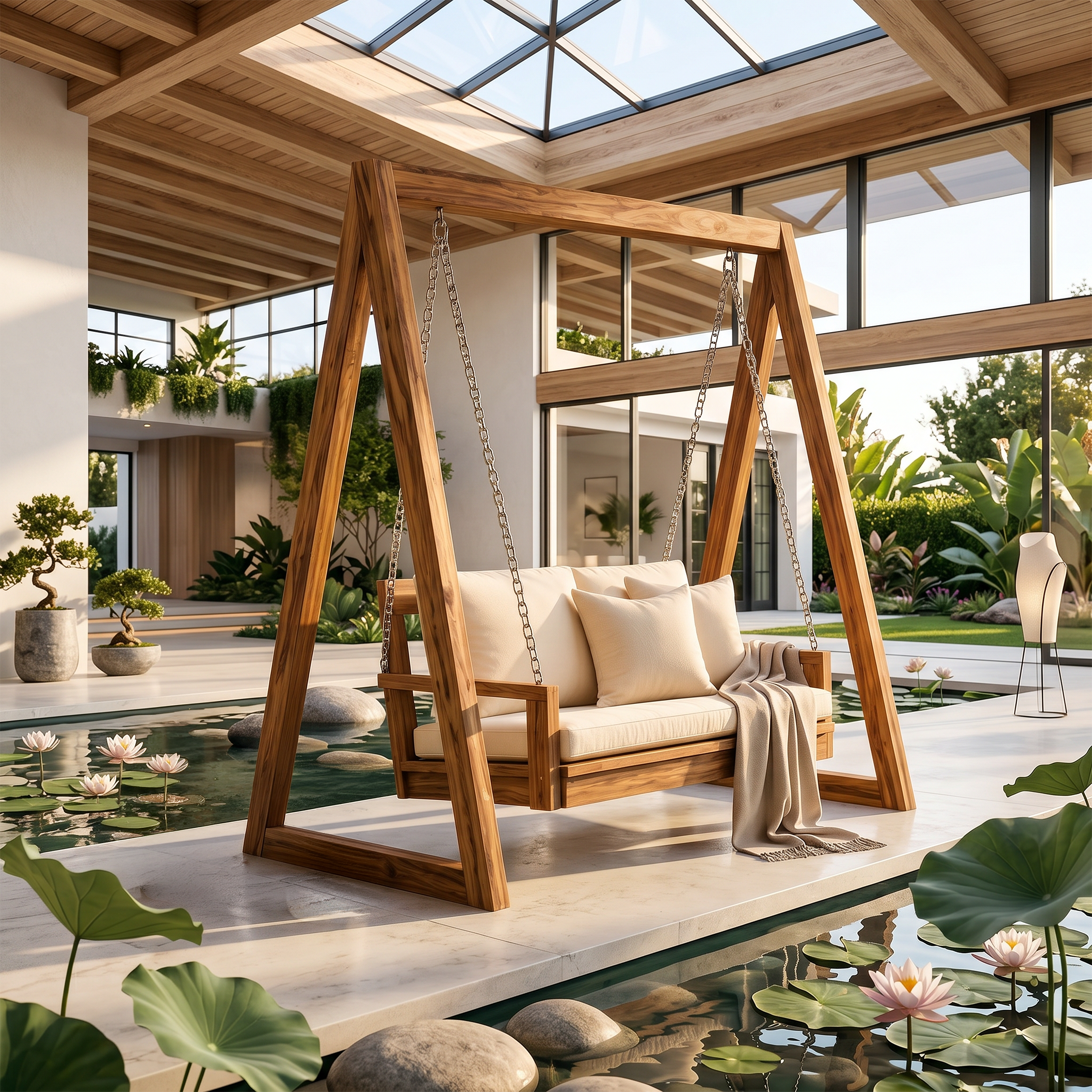 Luxury Wooden Swing Sofa Water Garden Retreat SILDTTRSWI010