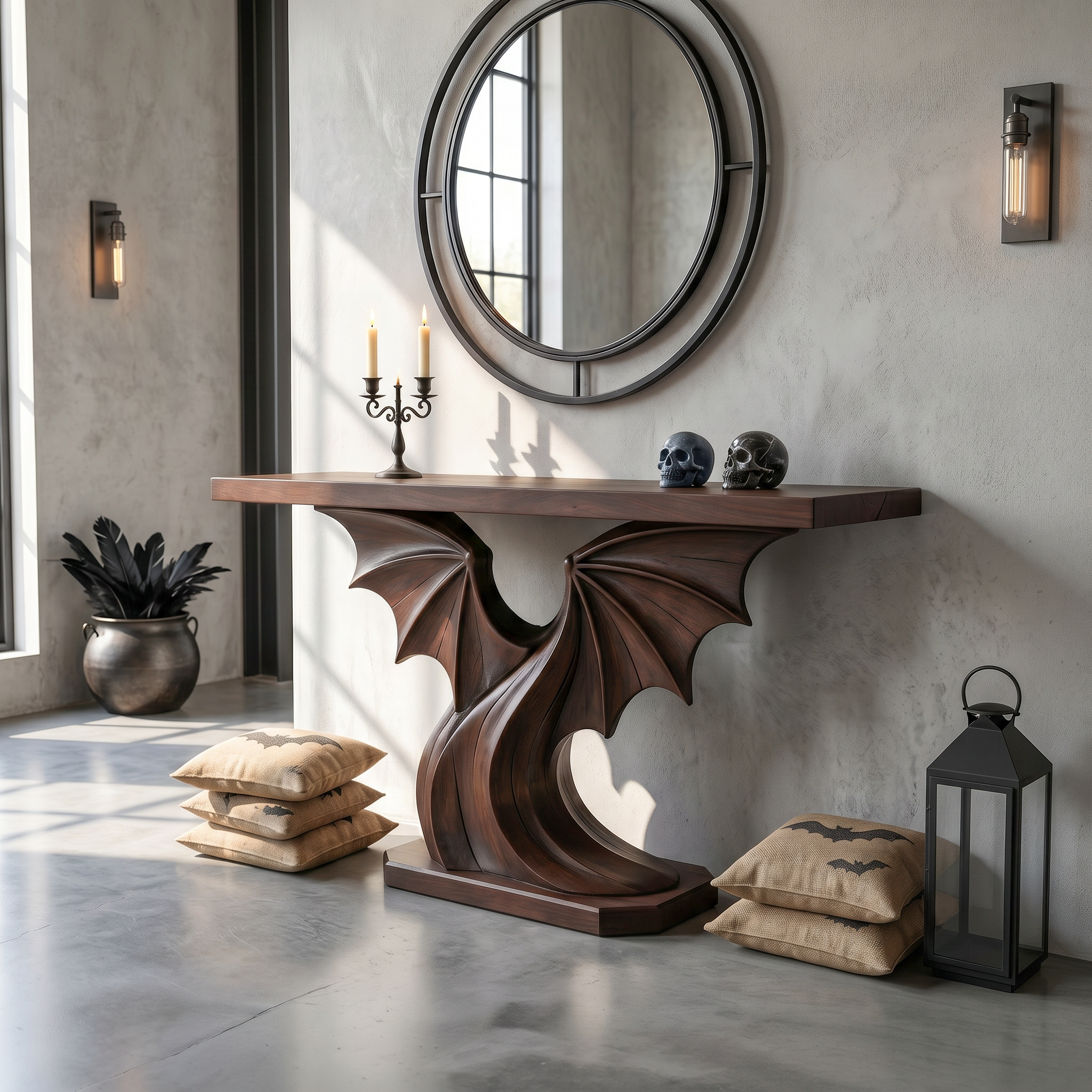 Modern Console Table Handcrafted Organic Sculptural Design For Entryway Hallway SINLSACS678