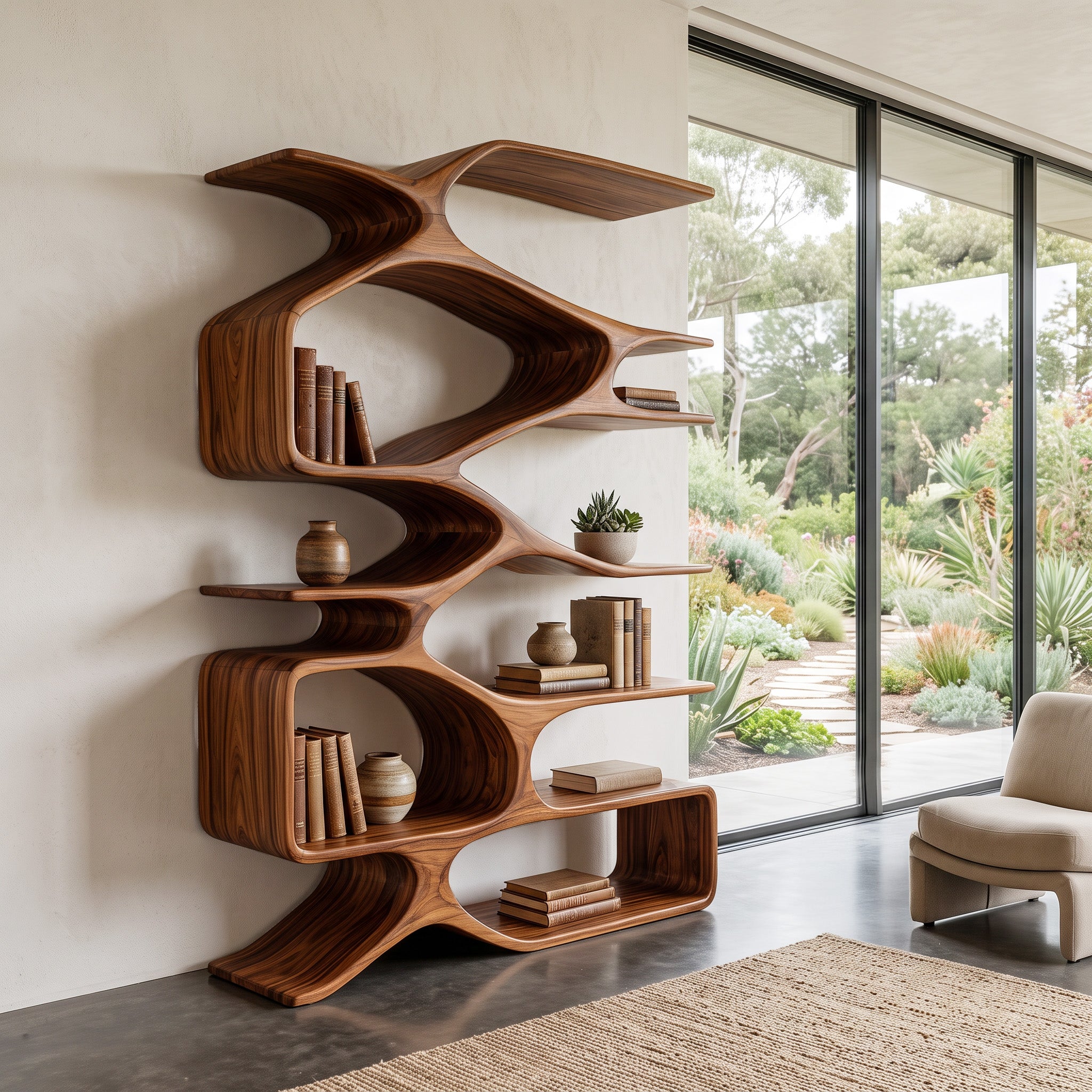 Organic Sculptural Bookshelf For Living Decor RTTHHNBS092