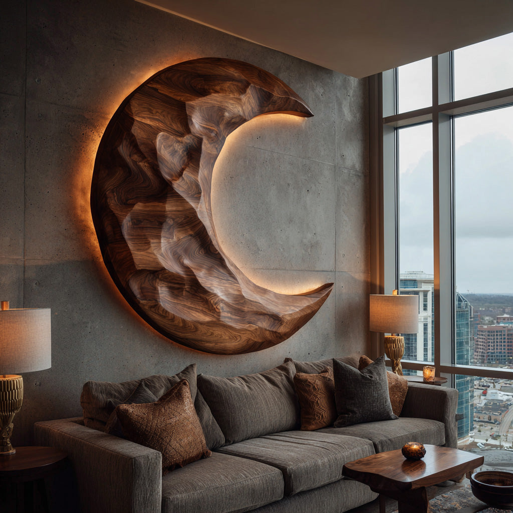 Organic Modern Crescent Wood Wall Art For Living Room RTTHHNWA169