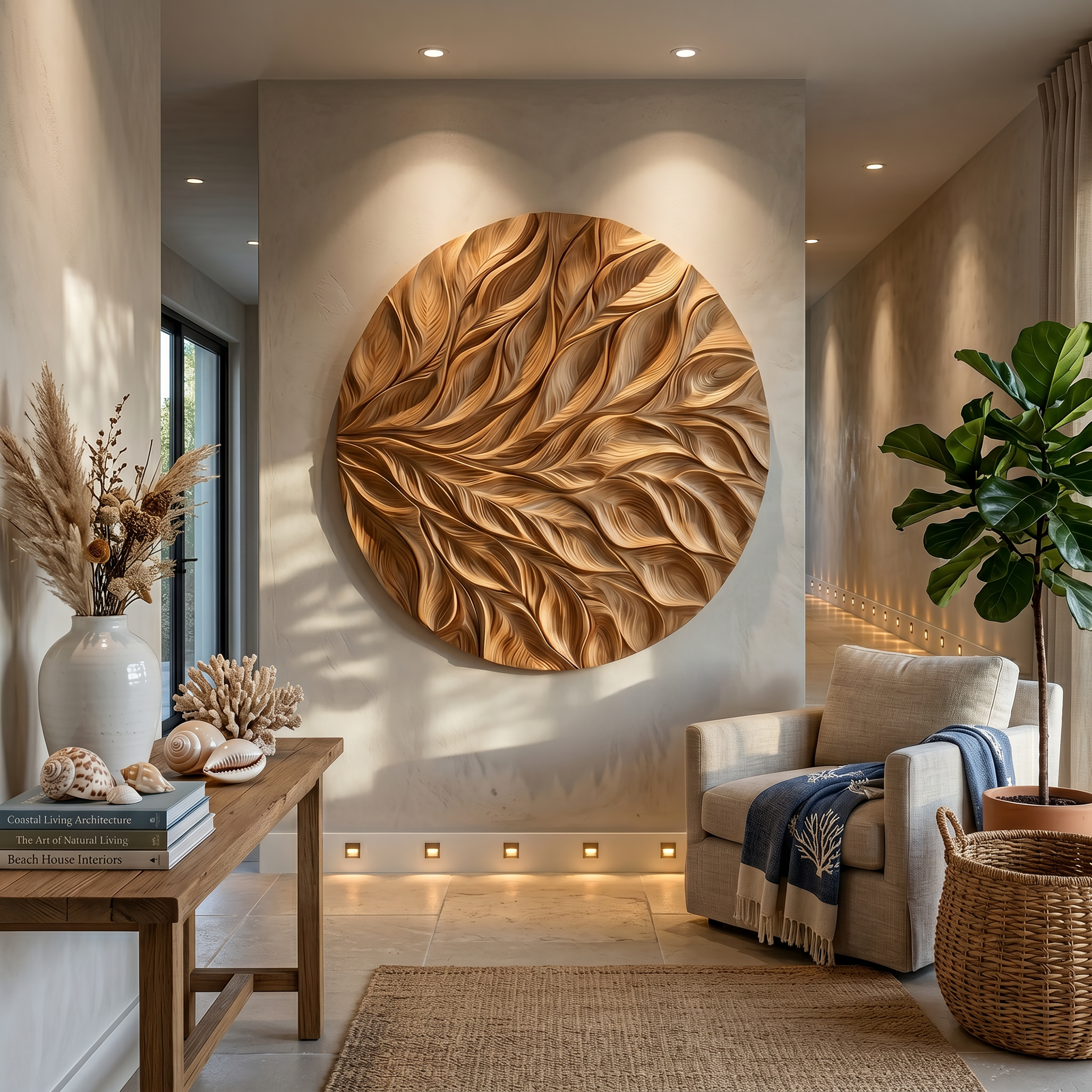 Coastal Wall Art With Flowing Leaf Design For Hallway SILDTTRWA143