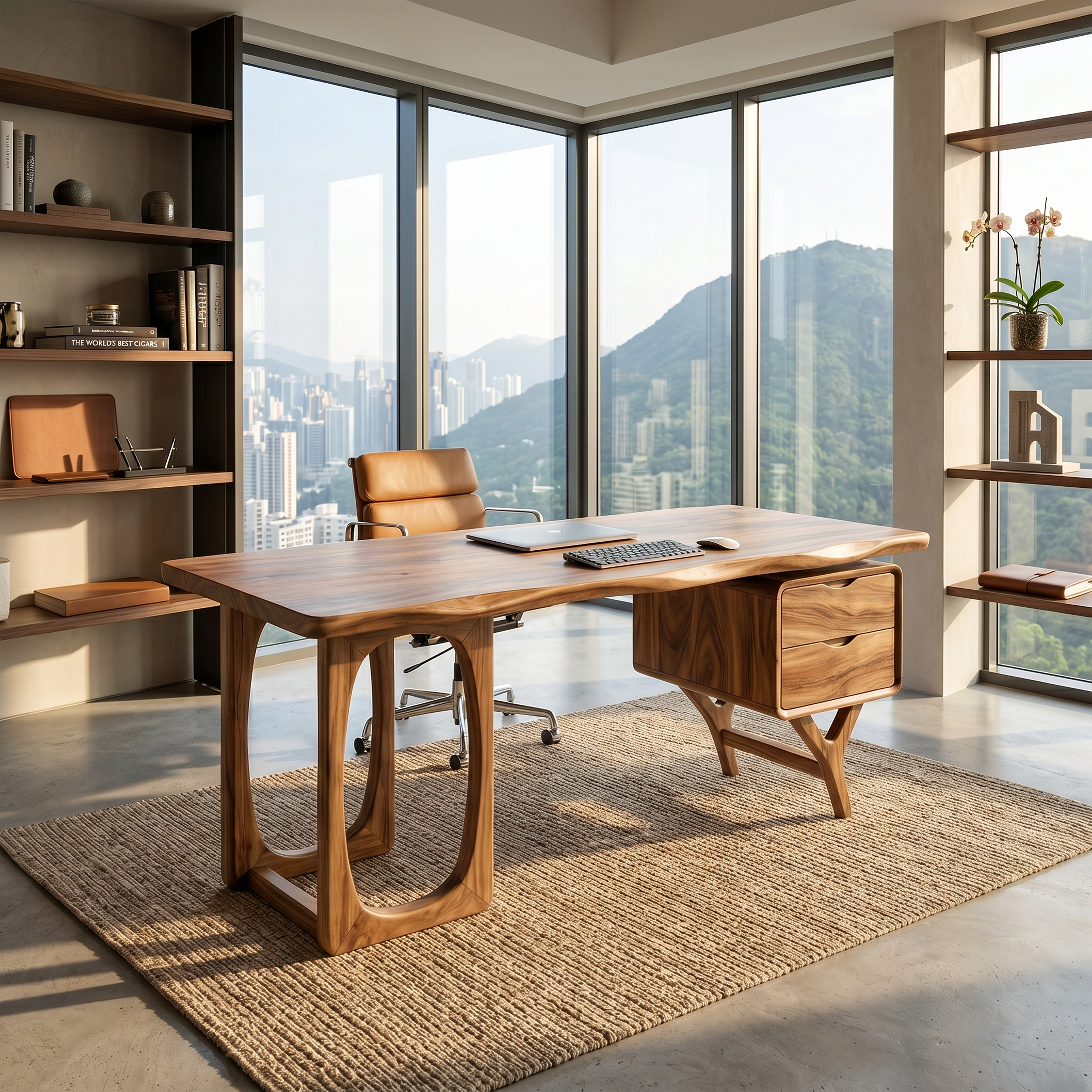 Organic Dual Pedestal Executive Desk Luxury Office SILDTTRDE030