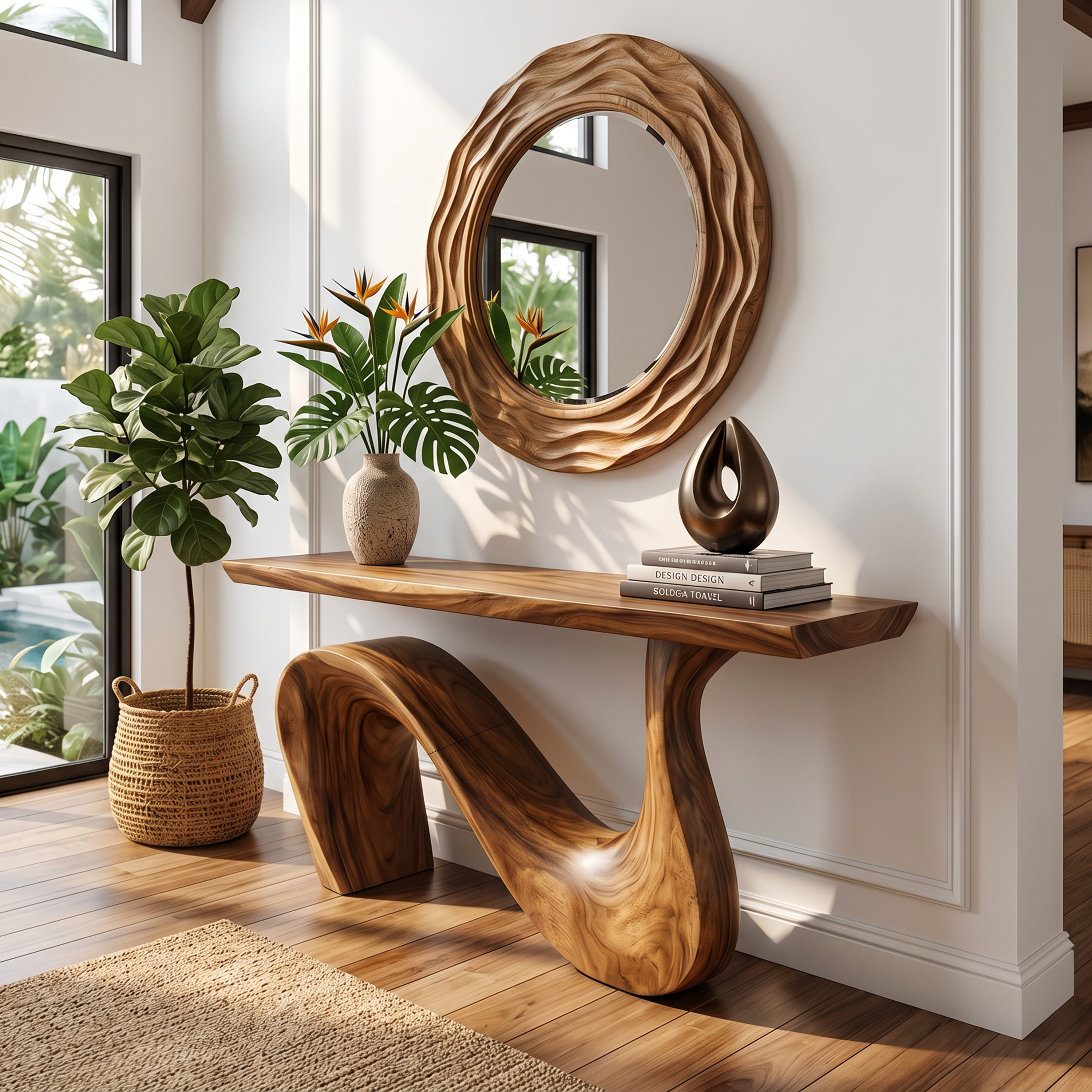 Modern Solid Wood Console Table For Living Room And Entryway Design SILDTTRCS047