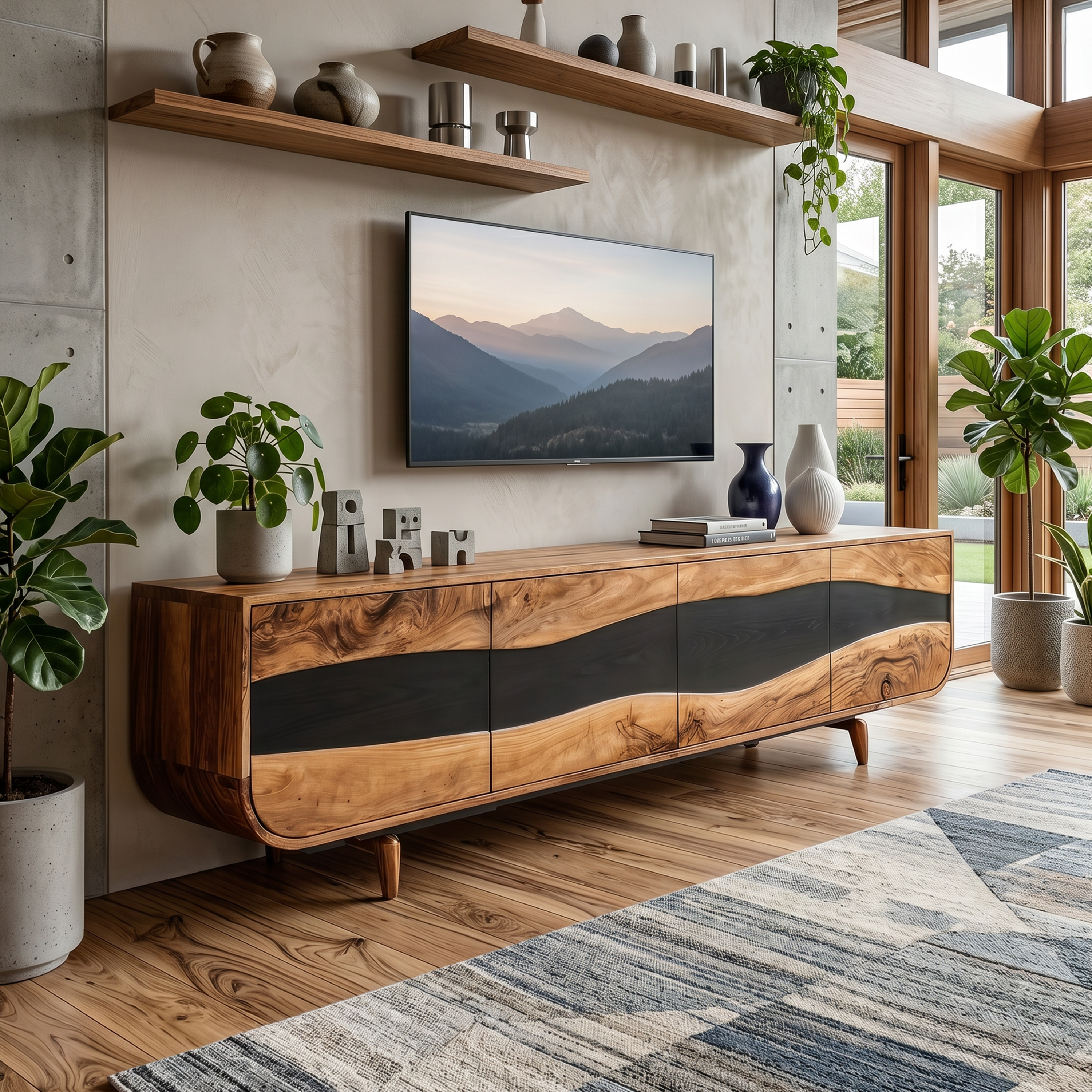 Handcrafted Wooden Live Edge TV Stand For Furniture Decor SILDTTNTVC084